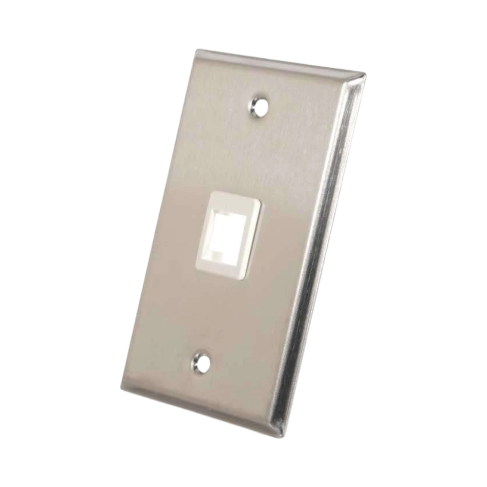 C2G Single Port Stainless Steel Wall Plate Keystone Compatible — Being Shipped