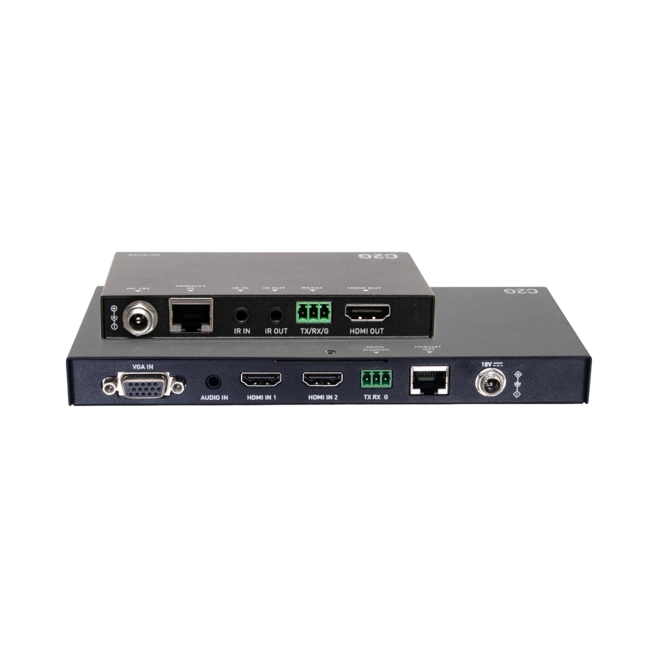 C2G Dual 4K HDMI HDBaseT + VGA, 3.5mm, and RS232 over Cat Switching Extender Box Transmitter to Ultra-Slim Box Receiver, 4K, 60Hz — Being Shipped