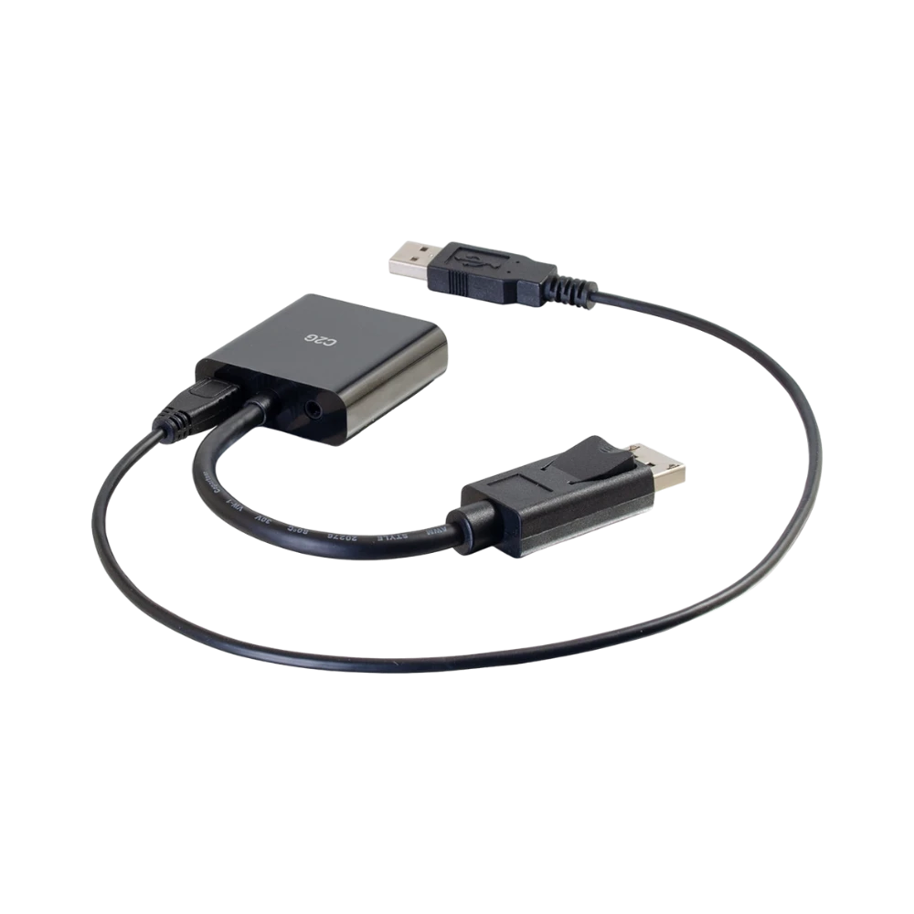 C2G 8in DisplayPort Male to VGA + Audio Female Active Adapter Converter (Black) — Being Shipped