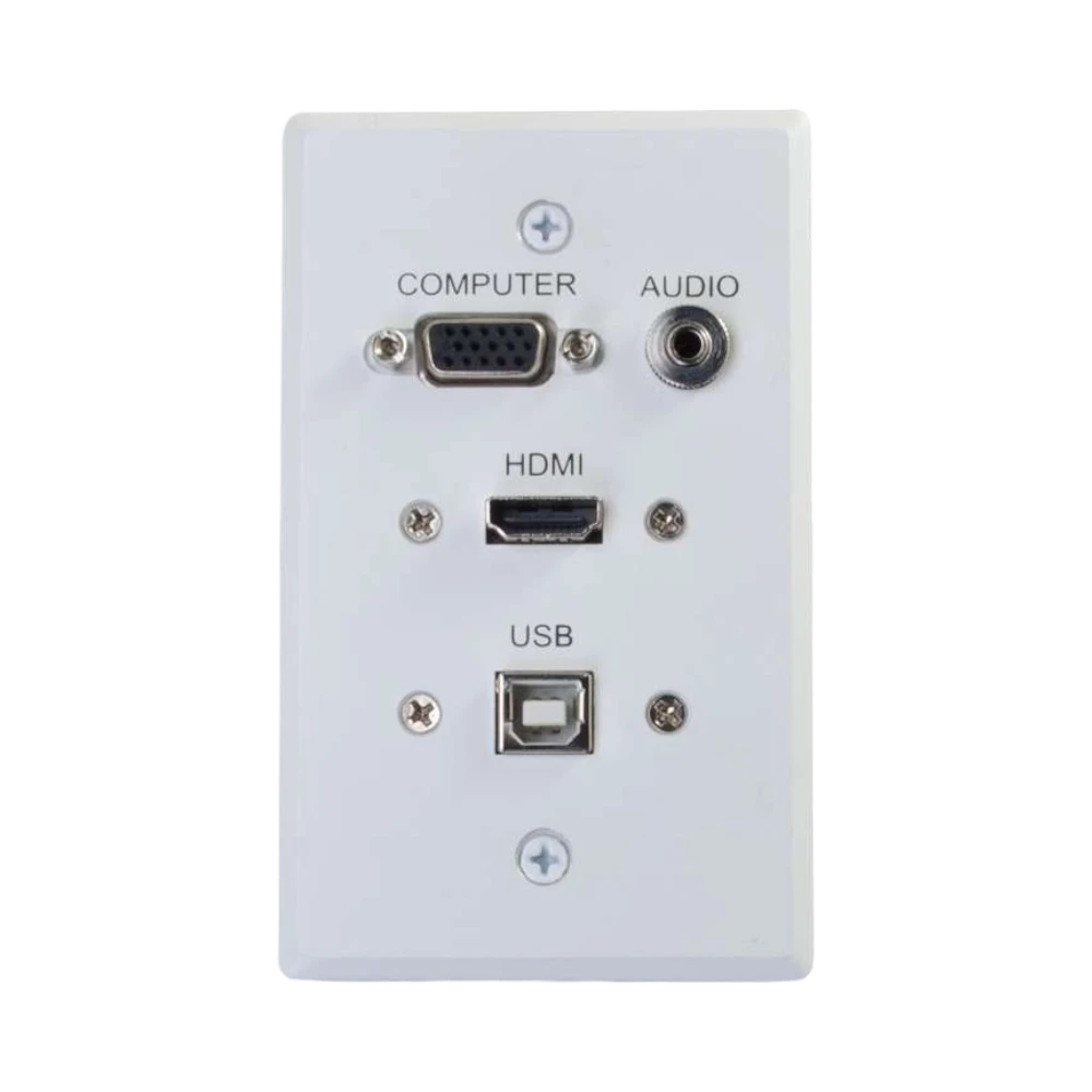 C2G HDMI, VGA, 3.5mm Audio and USB Pass Through Single Gang Wall Plate (White) — Being Shipped