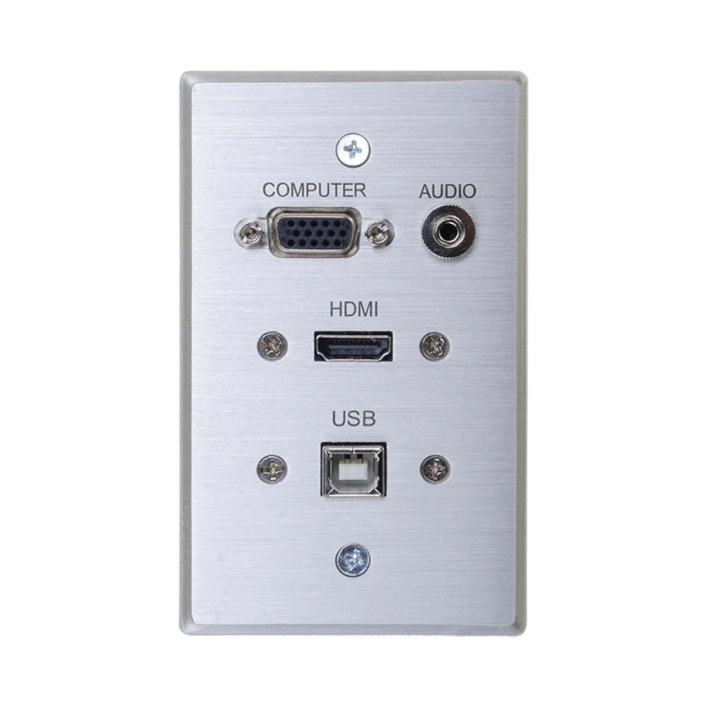 C2G HDMI, VGA, 3.5mm Audio and USB Pass Through Single Gang Wall Plate (Aluminum) — Being Shipped