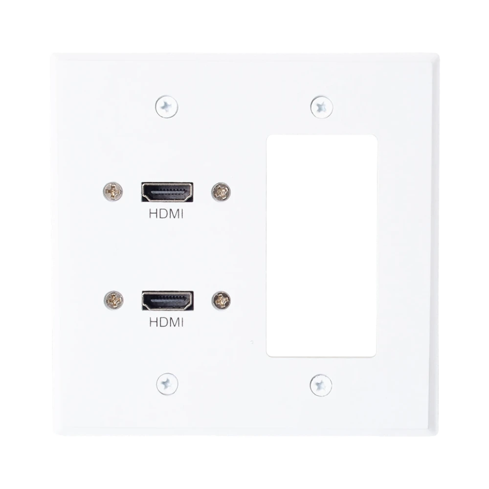 C2G Dual HDMI Pass Through Double Gang Wall Plate with One Decorative Cutout (White) — Being Shipped