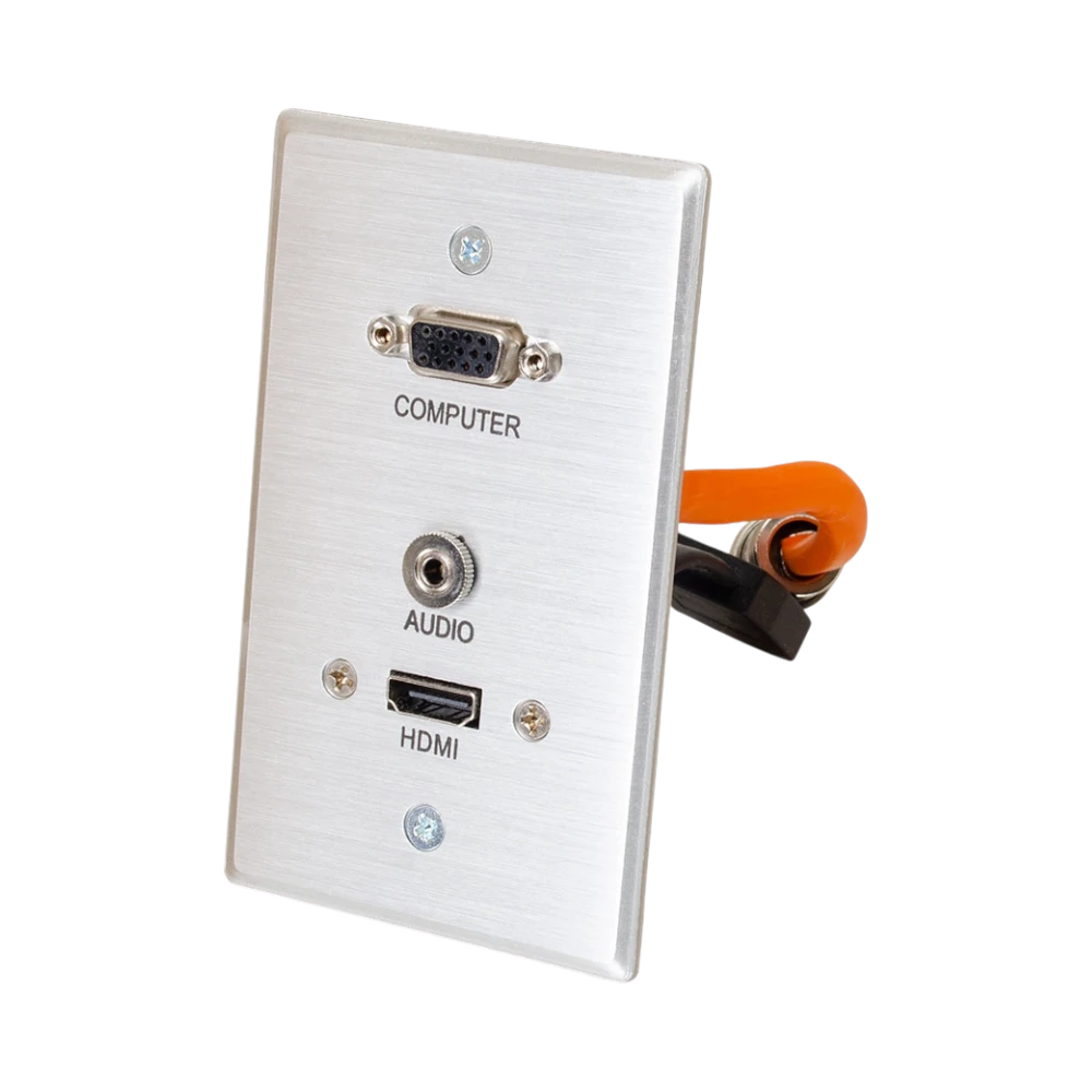 C2G RapidRun VGA + 3.5mm Single Gang Wall Plate + HDMI Pass Through (Aluminum) — Being Shipped