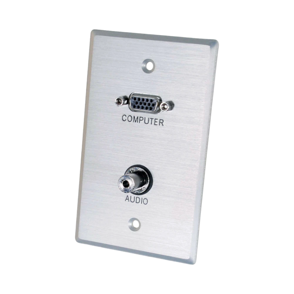 C2G VGA and 3.5mm Audio Pass Through Single Gang Wall Plate (Brushed Aluminum) — Being Shipped