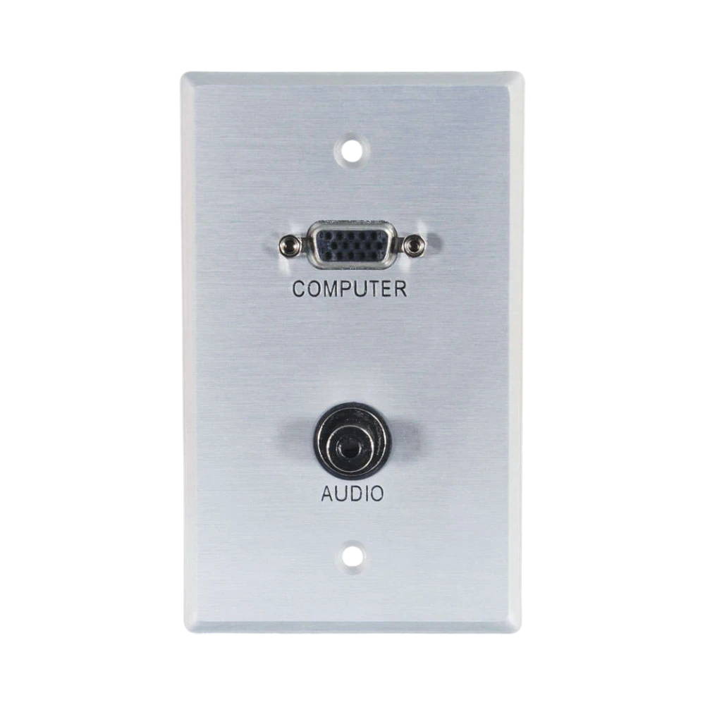 C2G VGA and 3.5mm Audio Pass Through Single Gang Wall Plate (Brushed Aluminum) — Being Shipped