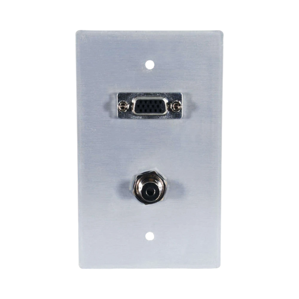 C2G VGA and 3.5mm Audio Pass Through Single Gang Wall Plate (Brushed Aluminum) — Being Shipped