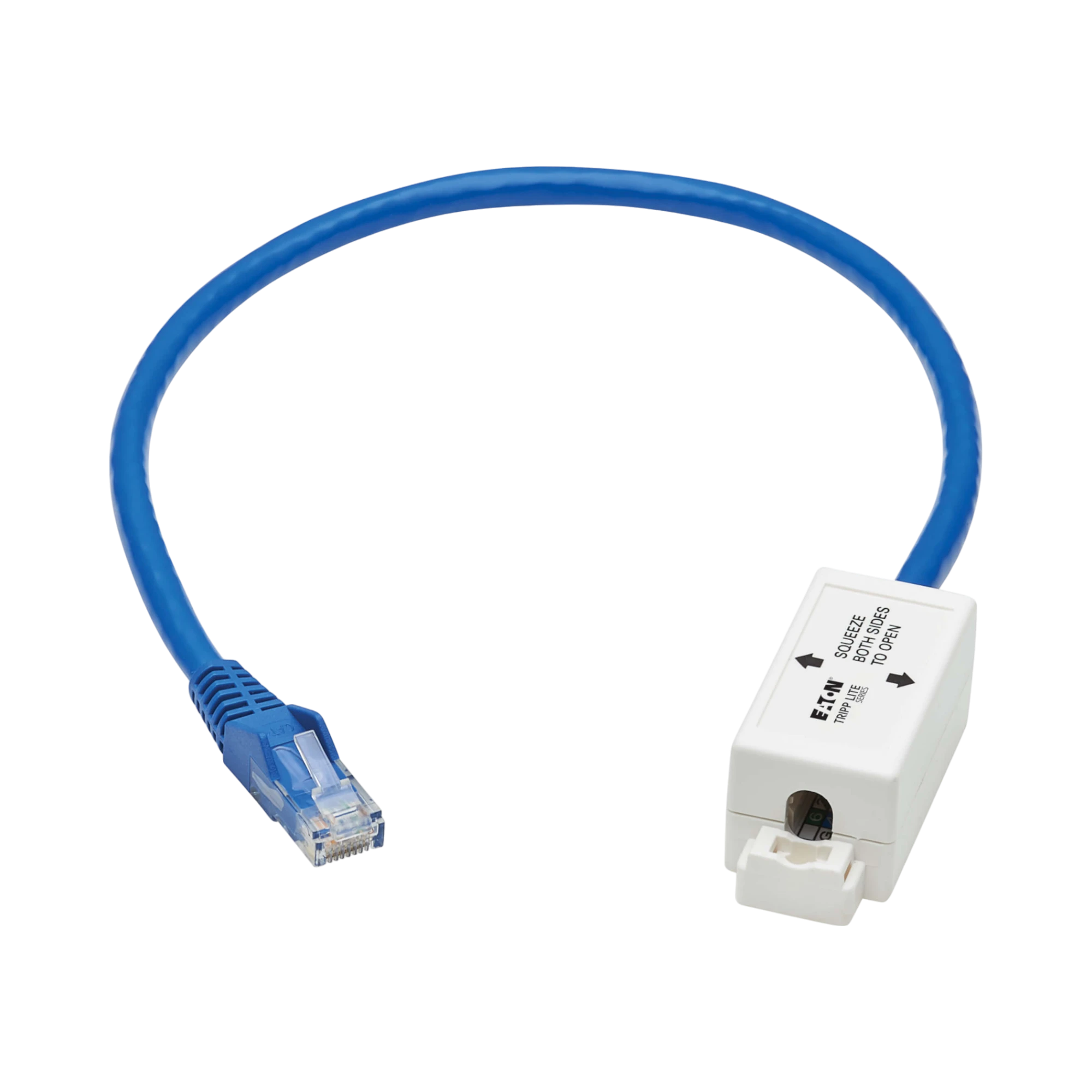 Tripp Lite Cat6a Keystone Jack Cable Assembly, Shielded, PoE+, RJ45 M/F, 18-in. (45.72 cm), Blue, TAA — Being Shipped