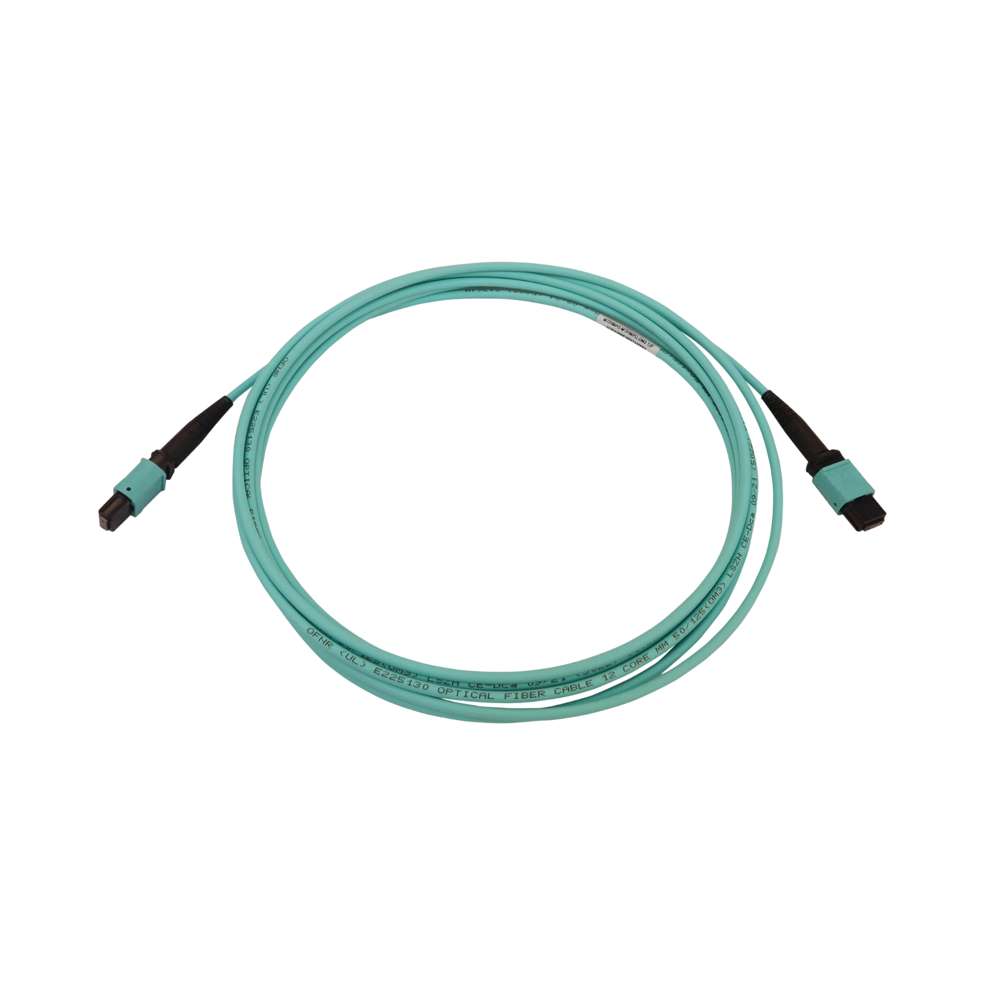 Tripp Lite 40/100/400G Multimode 50/125 OM3 Fiber Optic Cable (12F MTP/MPO-PC F/F), LSZH, Aqua, 3 m (9.8 ft.) — Being Shipped