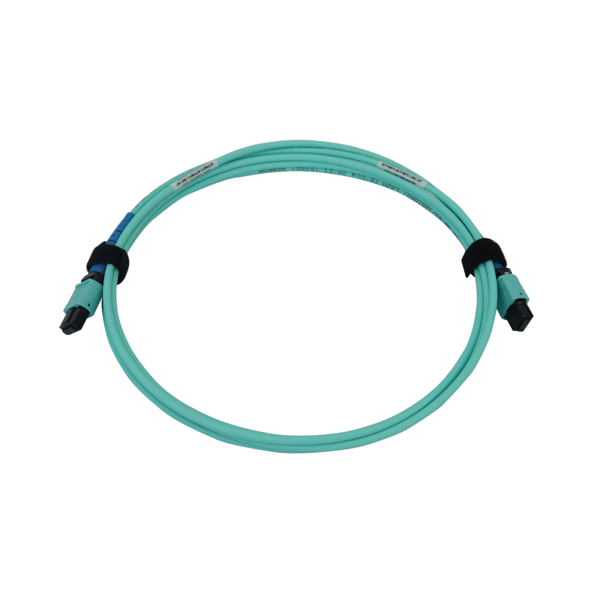 Tripp Lite 40/100/400G Multimode 50/125 OM3 Fiber Optic Cable (24F MTP/MPO-PC F/F), LSZH, Aqua, 2 m (6.6 ft.) — Being Shipped