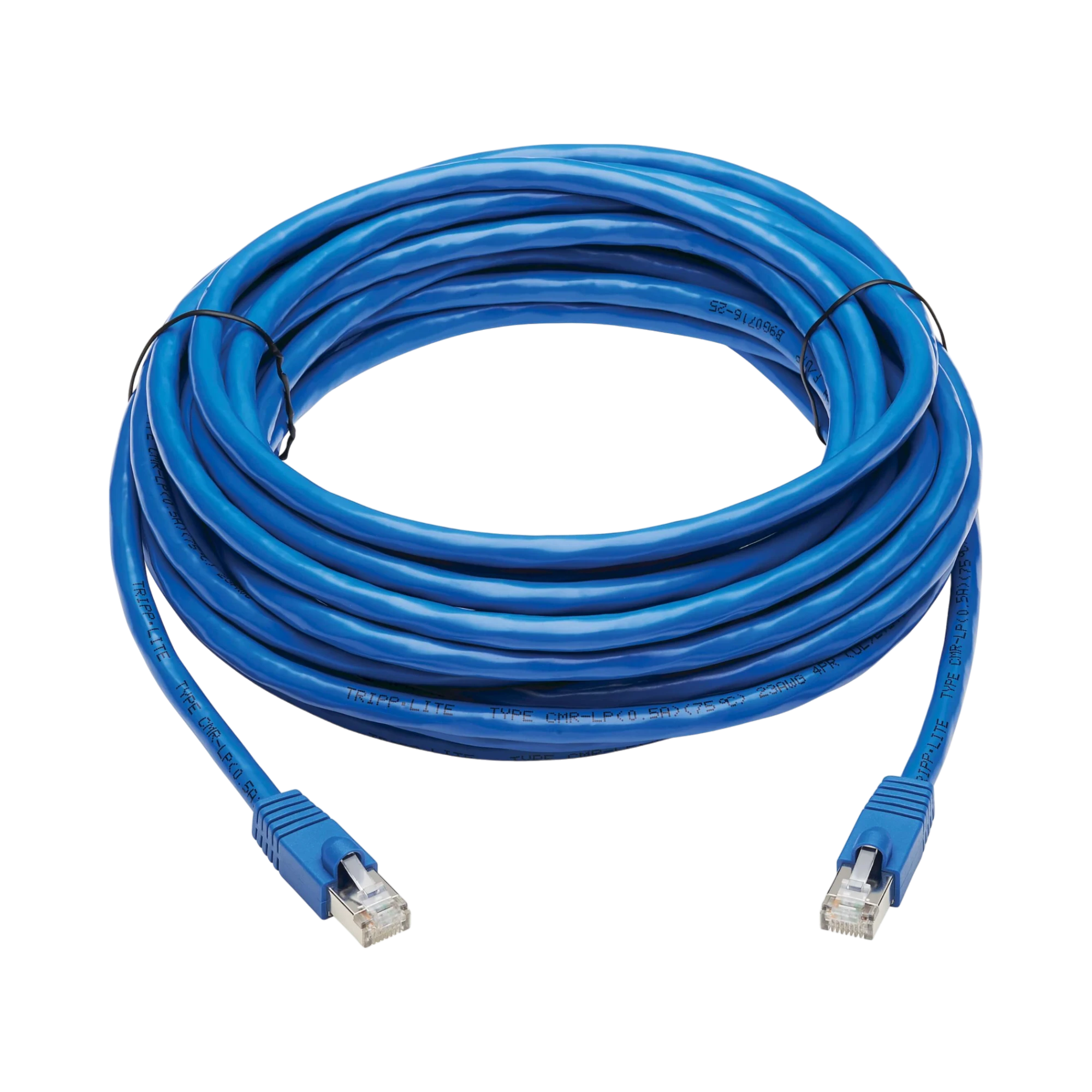 Tripp Lite Cat6a 10G Snagless F/UTP Ethernet Cable (RJ45 M/M), PoE, CMR-LP, Blue, 30 ft. (9.14 m), TAA — Being Shipped