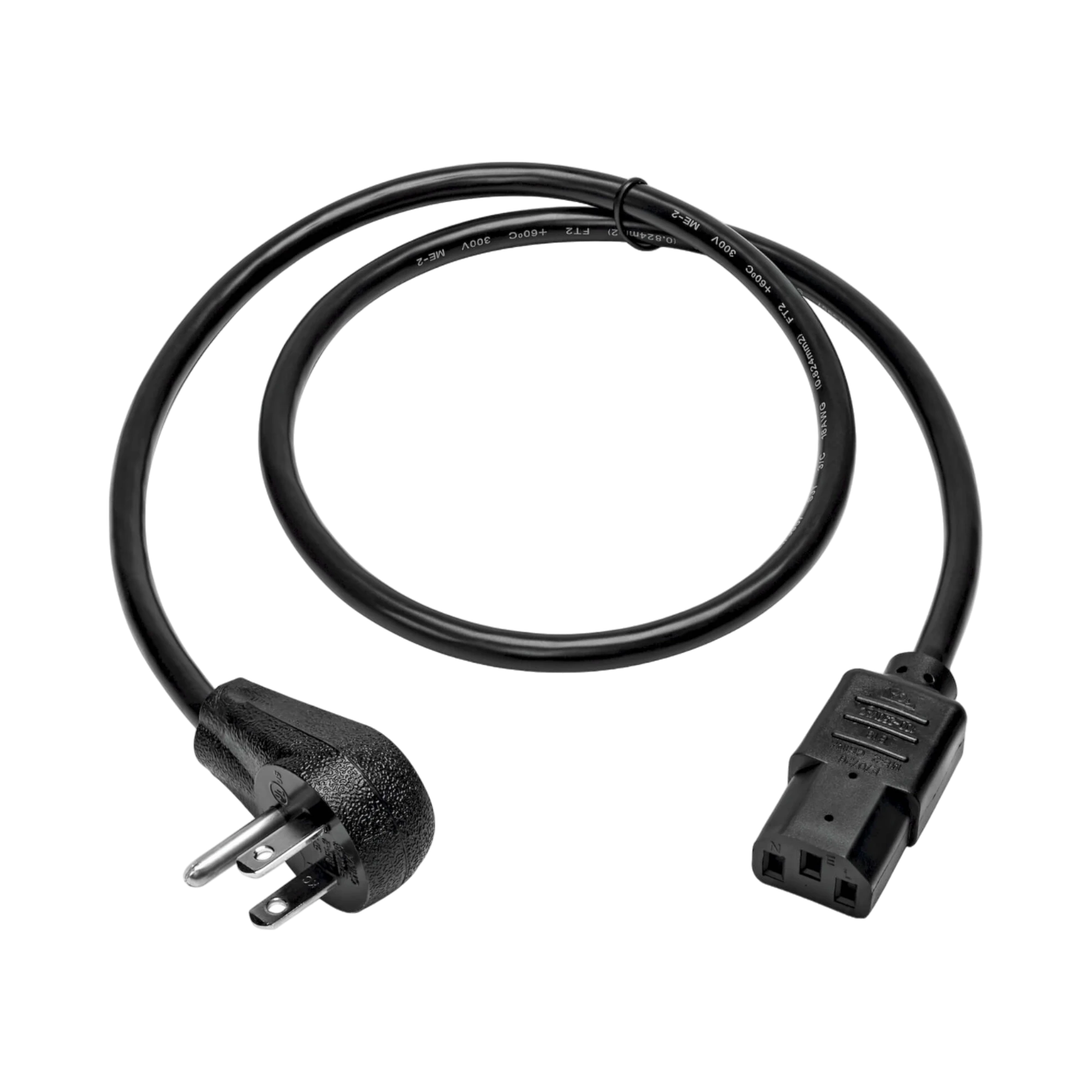 Tripp Lite Tripp Lite Desktop Computer AC Power Cord, Right-Angle NEMA 5-15P to C13 - 10A, 125V, 18 AWG, 3ft, Black — Being Shipped