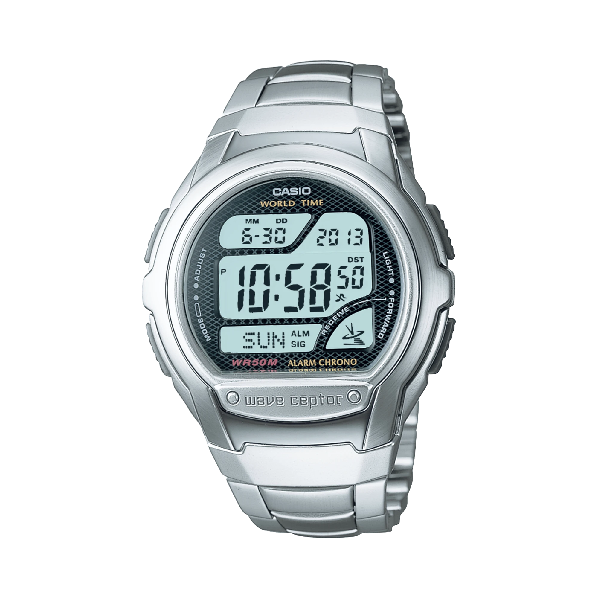 Casio Men's Digital Wave Ceptor Watch with Metal Band — Being Shipped