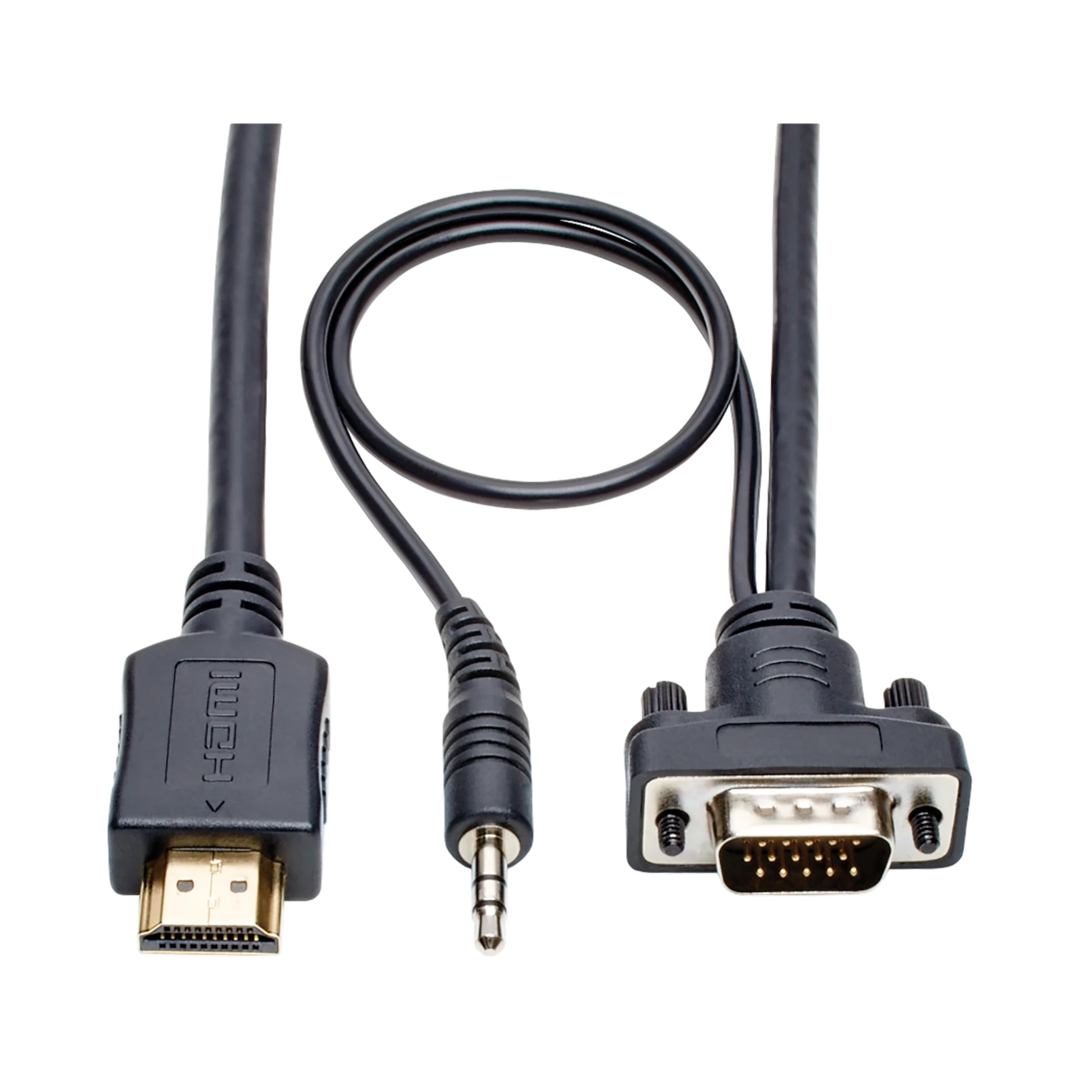 Tripp Lite HDMI to VGA + Audio Active Adapter Cable (HDMI to Low-Profile HD15 + 3.5 mm M/M), 3 ft. (0.9 m), TAA — Being Shipped