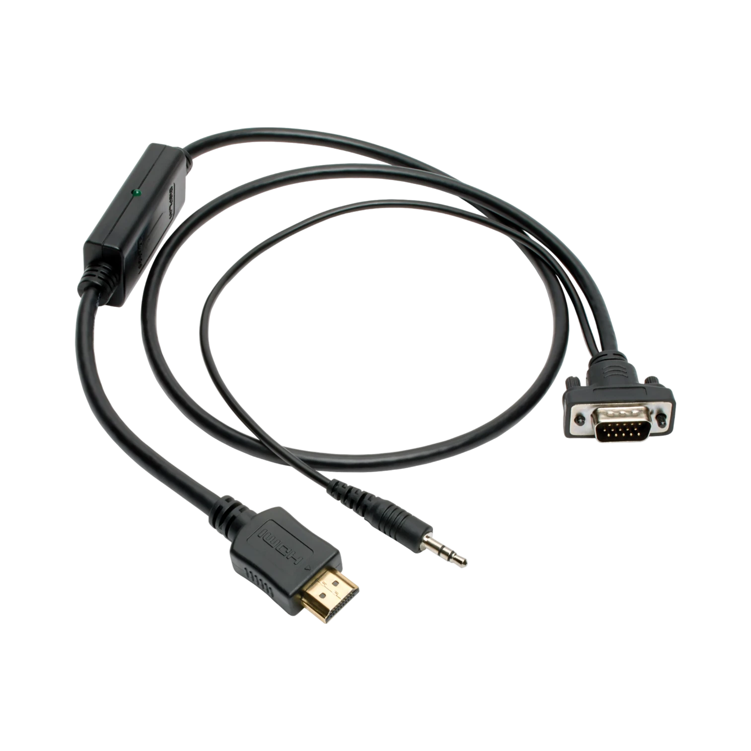 Tripp Lite HDMI to VGA + Audio Active Adapter Cable (HDMI to Low-Profile HD15 + 3.5 mm M/M), 3 ft. (0.9 m), TAA — Being Shipped