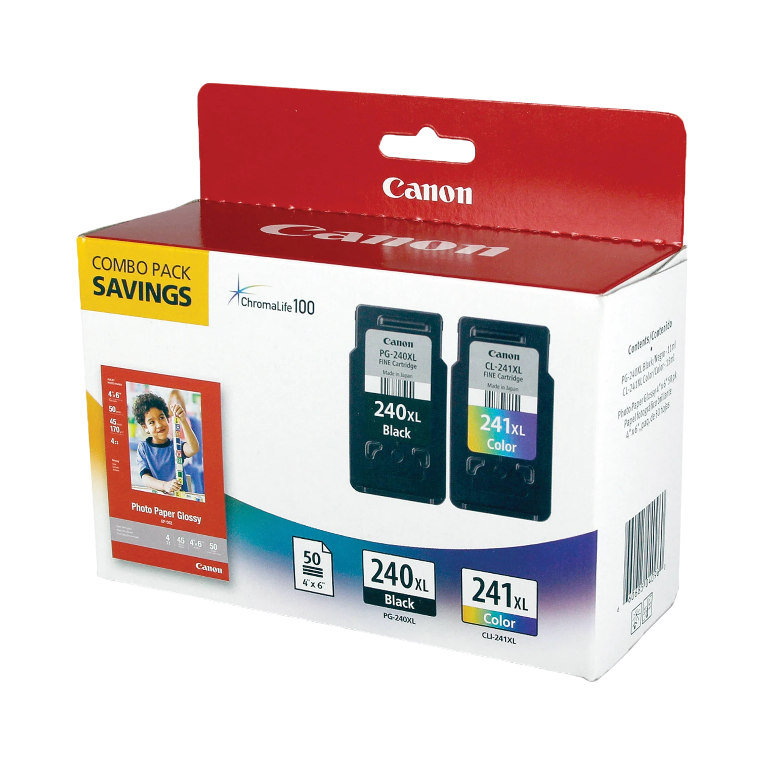 Canon PG-240XL/CL-241XL Ink Cartridge Combo Pack with GP-502 Paper — Being Shipped