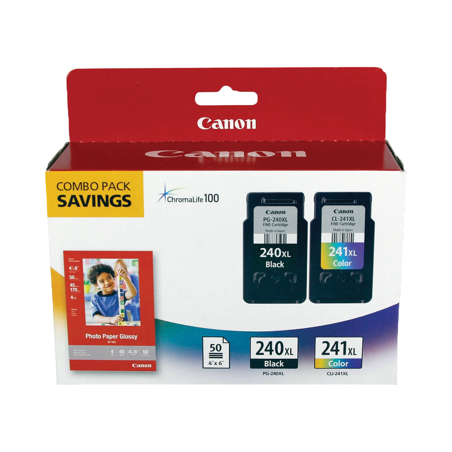 Canon PG-240XL/CL-241XL Ink Cartridge Combo Pack with GP-502 Paper — Being Shipped