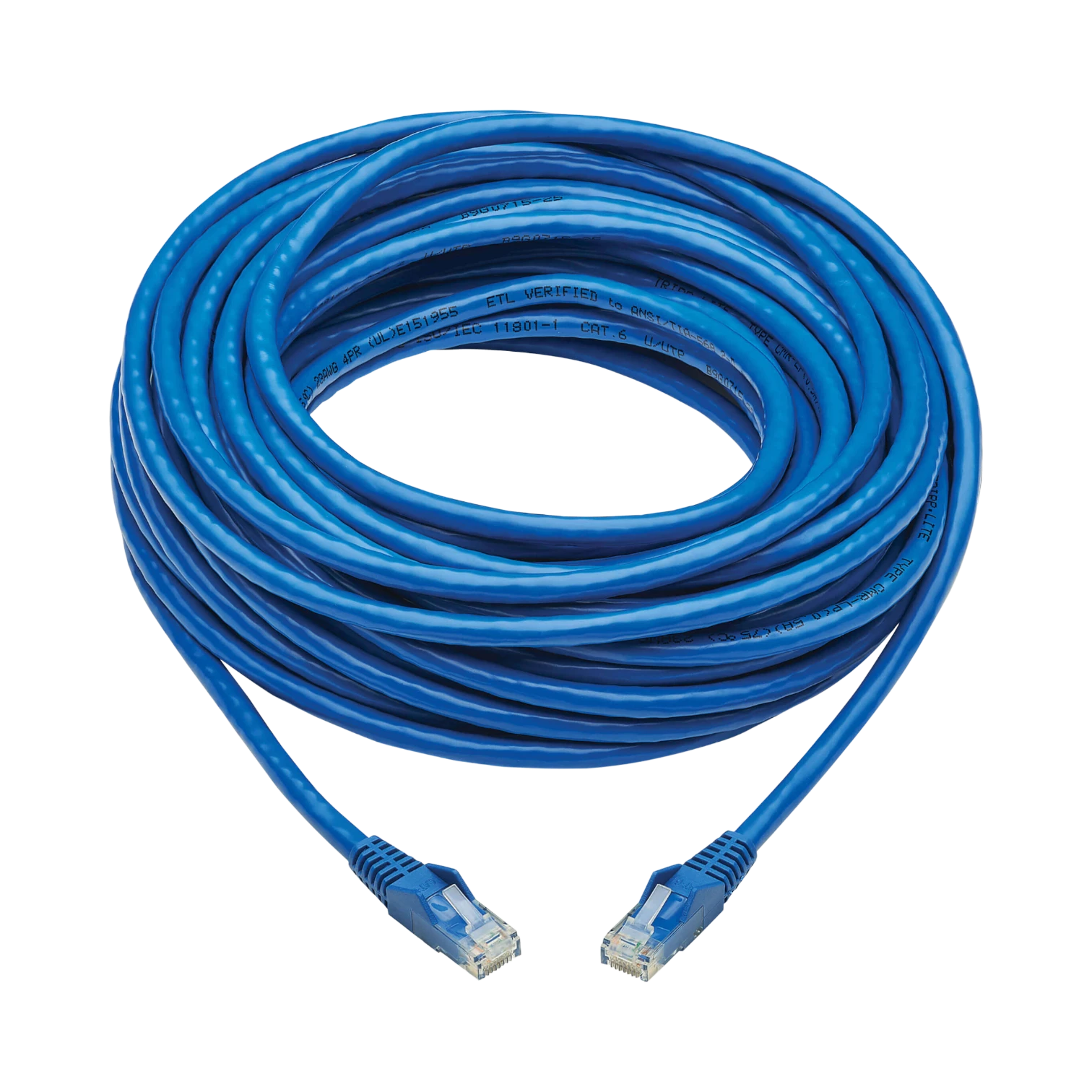 Tripp Lite Cat6 Gigabit Snagless Molded UTP Ethernet Cable (RJ45 M/M), PoE, CMR-LP, Blue, 50 ft. (15.24 m), TAA — Being Shipped