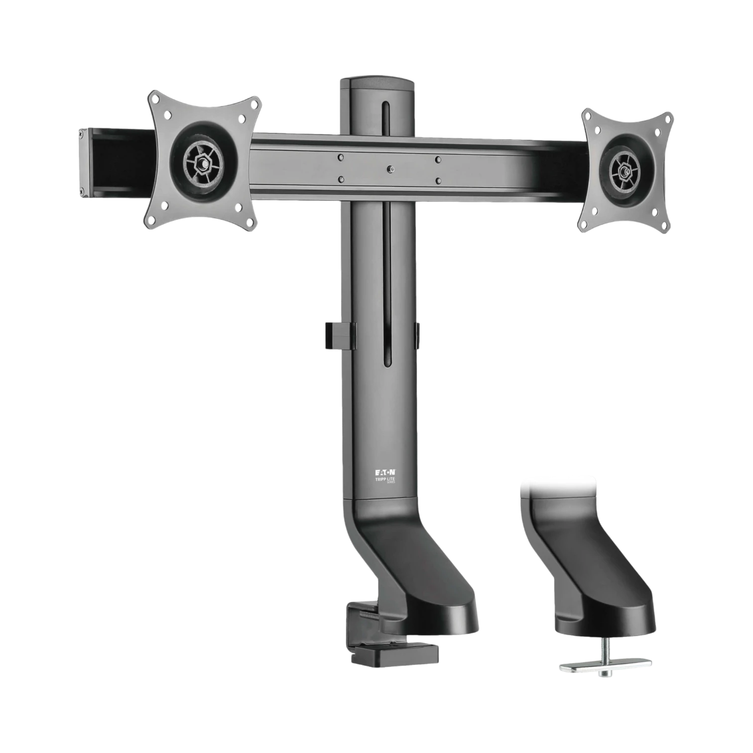 Tripp Lite Dual-Display Monitor Arm with Desk Clamp and Grommet, Height Adjustable, 17” to 27” Monitors — Being Shipped