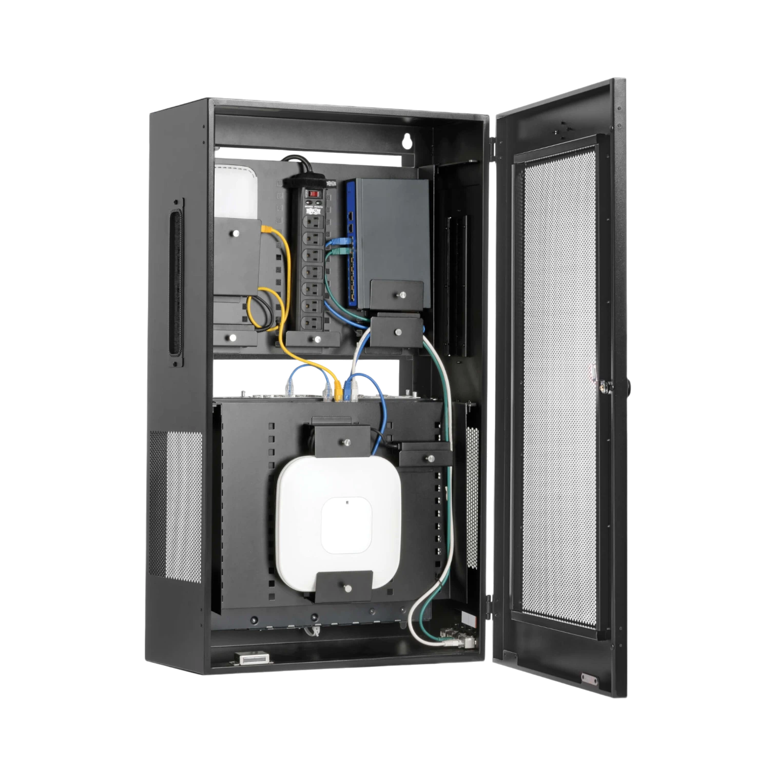 Tripp Lite SmartRack 5U Low-Profile Vertical-Mount Switch-Depth Wall-Mount Structured Wiring Enclosure, Adjustable Equipment Brackets — Being Shipped