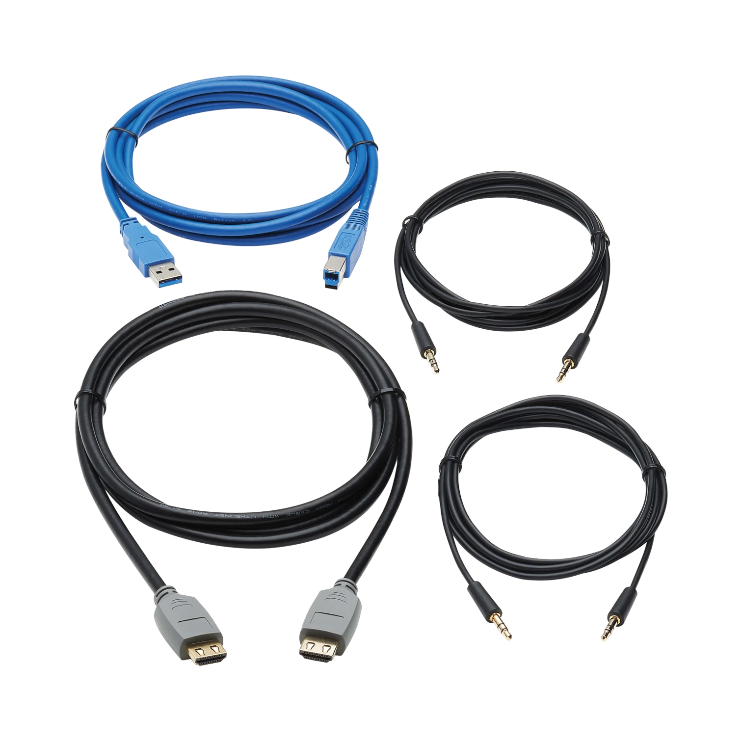 Tripp Lite HDMI KVM Cable Kit for B005-HUA2-K and B005-HUA4 KVM, 4K HDMI, USB 3.2 Gen 1, 3.5 mm, 10 ft. (3.1 m) — Being Shipped