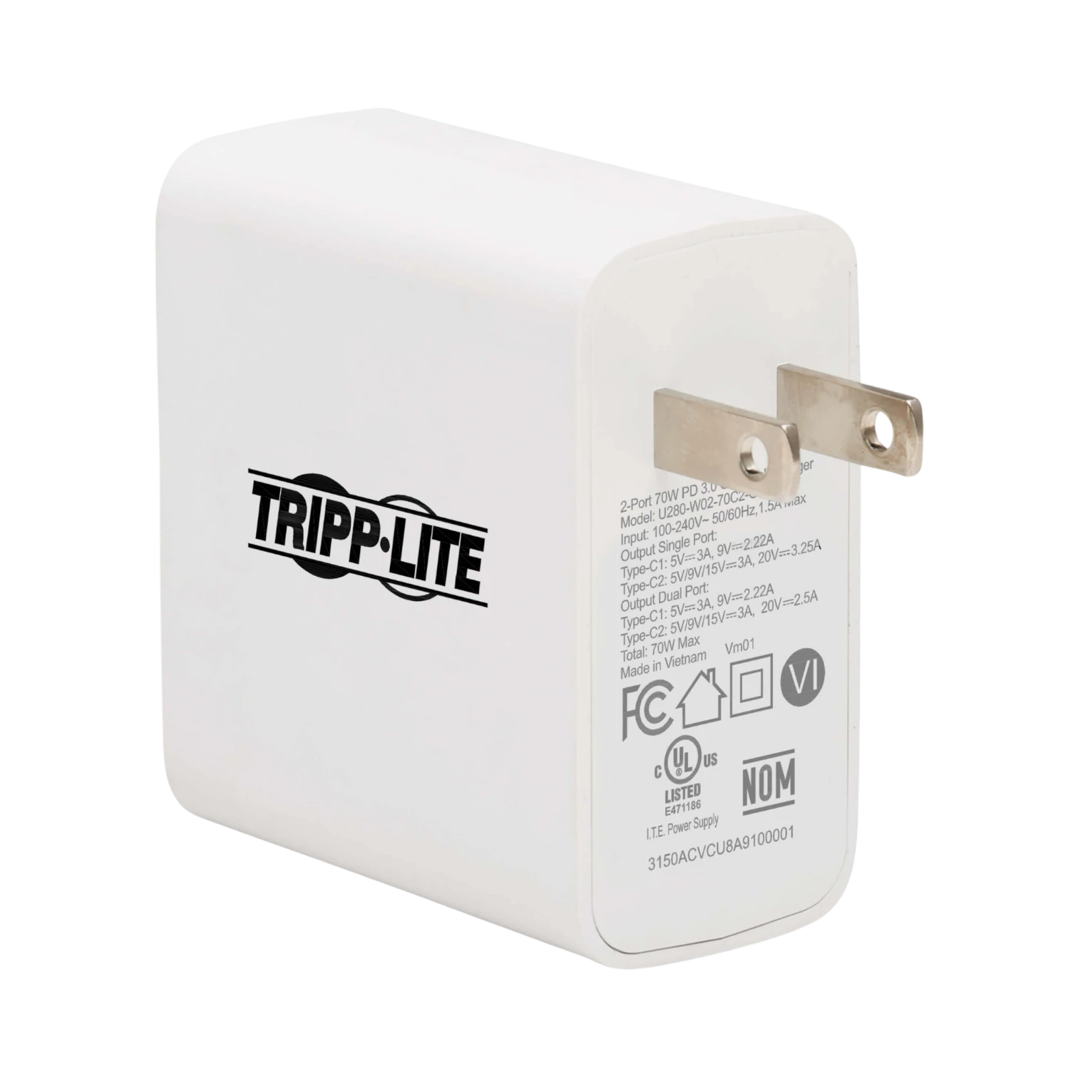 Tripp Lite Dual-Port 70W USB-C Wall Charger (White) — Being Shipped