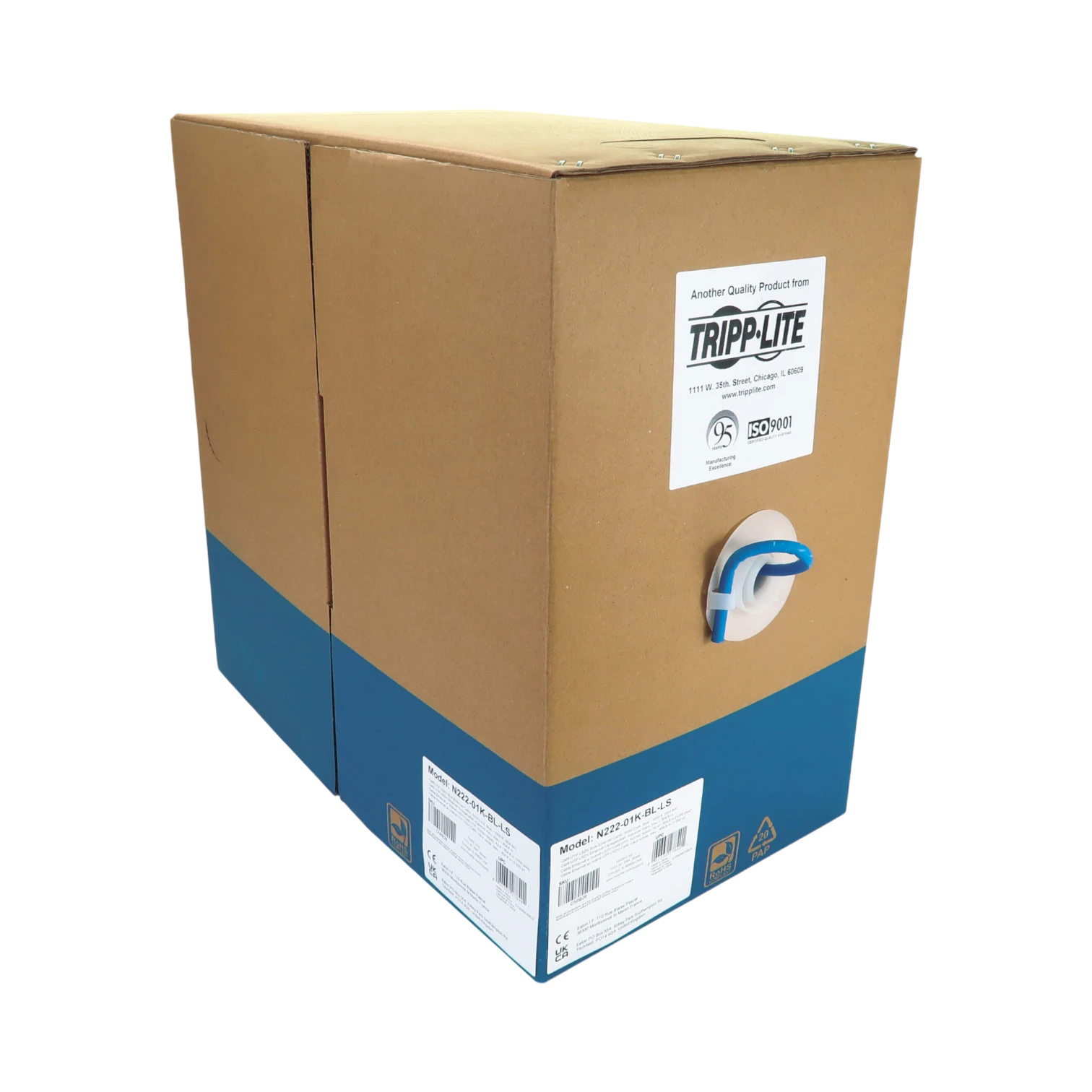 Tripp Lite Cat6 1G Solid Core UTP Bulk Ethernet Cable, LSZH, Blue, 1000 ft. (305 m), TAA — Being Shipped