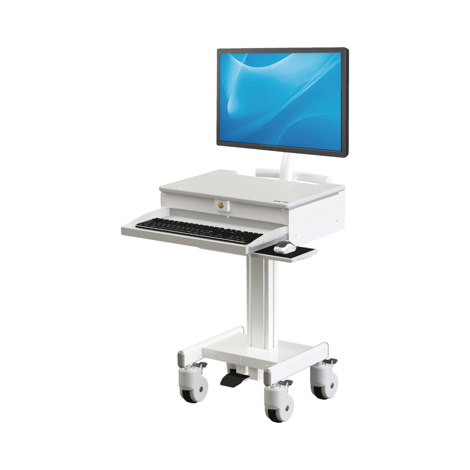 Tripp Lite Mobile Workstation with Monitor Arm, Casters, Locking Drawer, TAA-compliant — Being Shipped