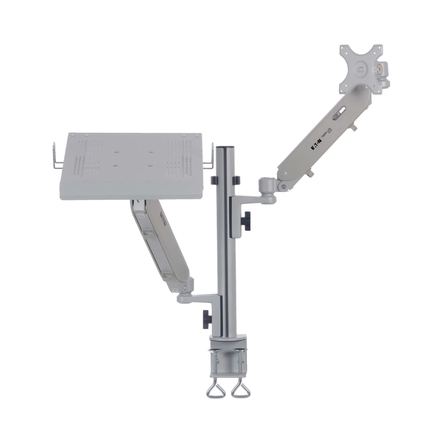 Tripp Lite Full-Motion Desktop Clamp for Laptop and 17” to 32” Monitor, Aluminum, TAA — Being Shipped