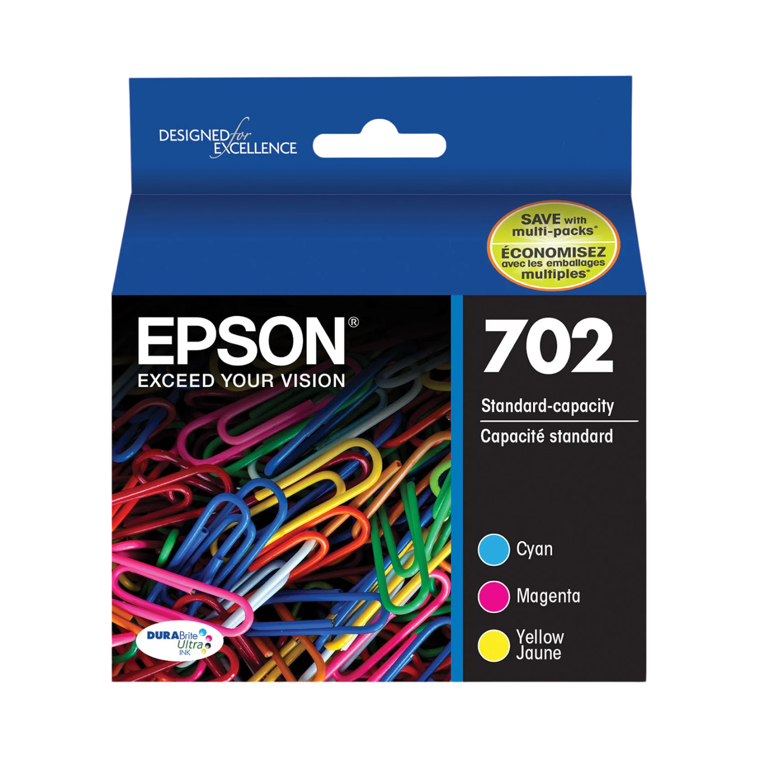 Epson 702 DURABrite Ultra Standard-Capacity Ink Cartridge Color Multi Pack with Sensormatic — Being Shipped