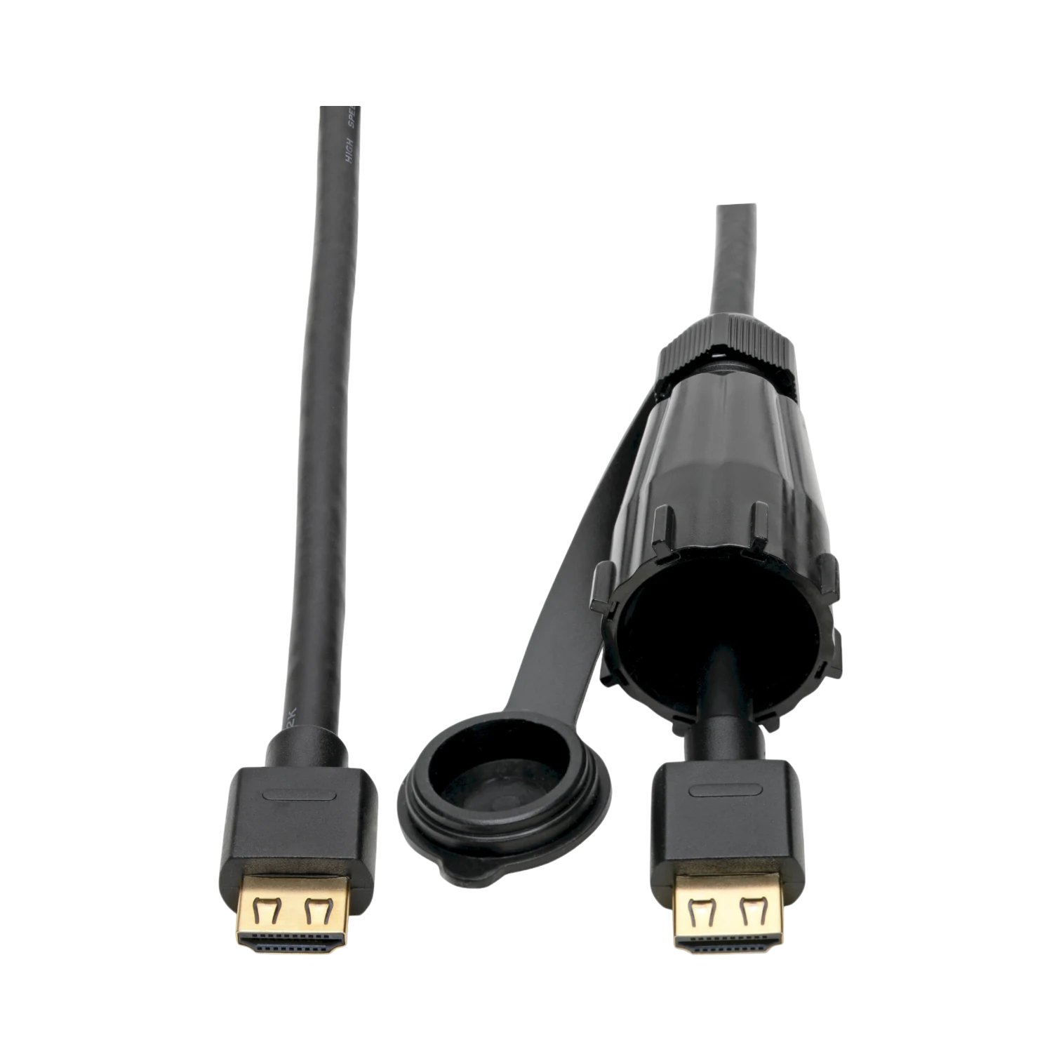 Tripp Lite High-Speed HDMI Cable (M/M), 4K 60 Hz, HDR, Industrial, IP68, Hooded Connector, Black, 3 ft. — Being Shipped