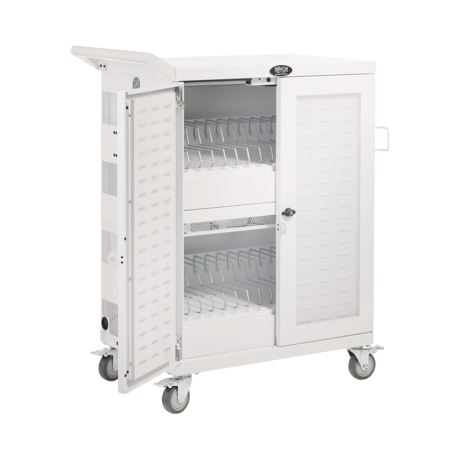 Tripp Lite Safe-IT Multi-Device UV Charging Cart, Hospital-Grade, 32 AC Outlets, White — Being Shipped