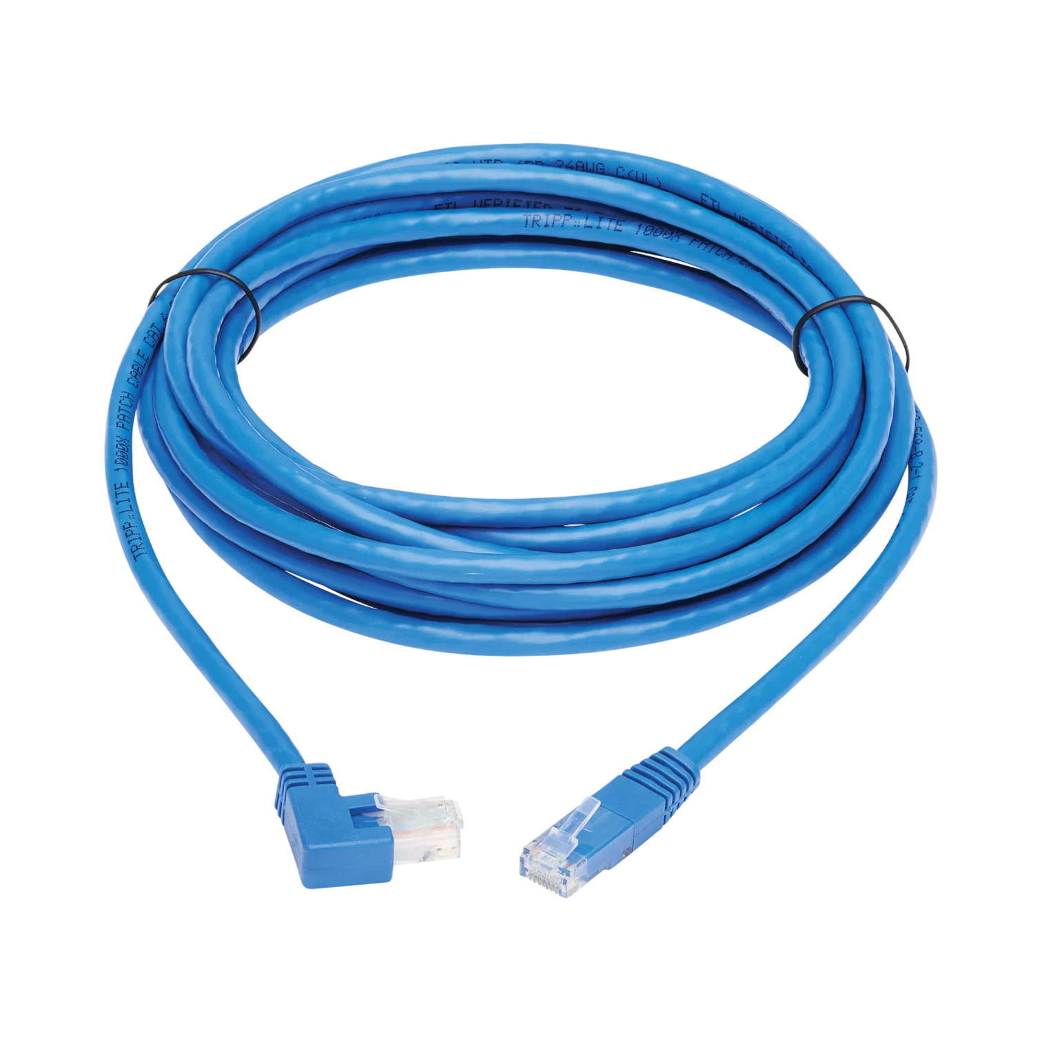 Tripp Lite Right-Angle Cat6 Gigabit Molded UTP Ethernet Cable (RJ45 Right-Angle M to RJ45 M), Blue, 20 ft. (6.09 m) — Being Shipped