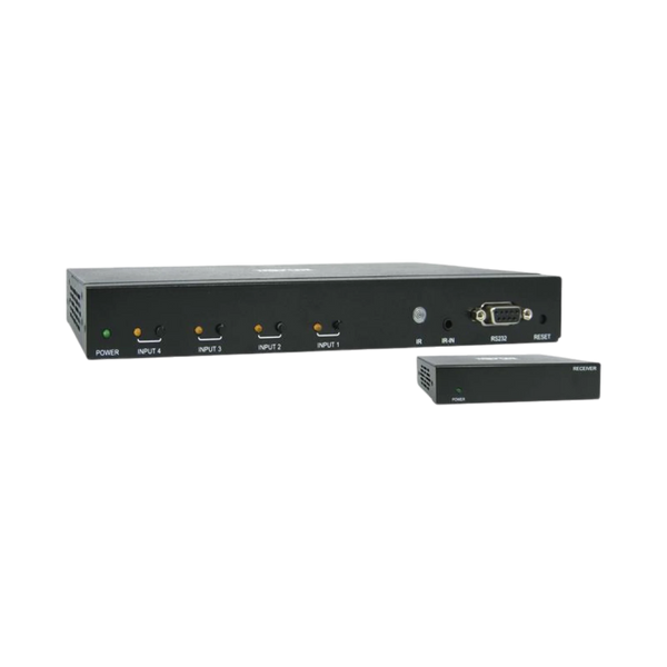 Tripp Lite 4-Port HDMI Switch Kit, 4K 60 Hz, 4 HDMI Inputs to 1 HDMI over Cat6 Extender, 125 ft., TAA