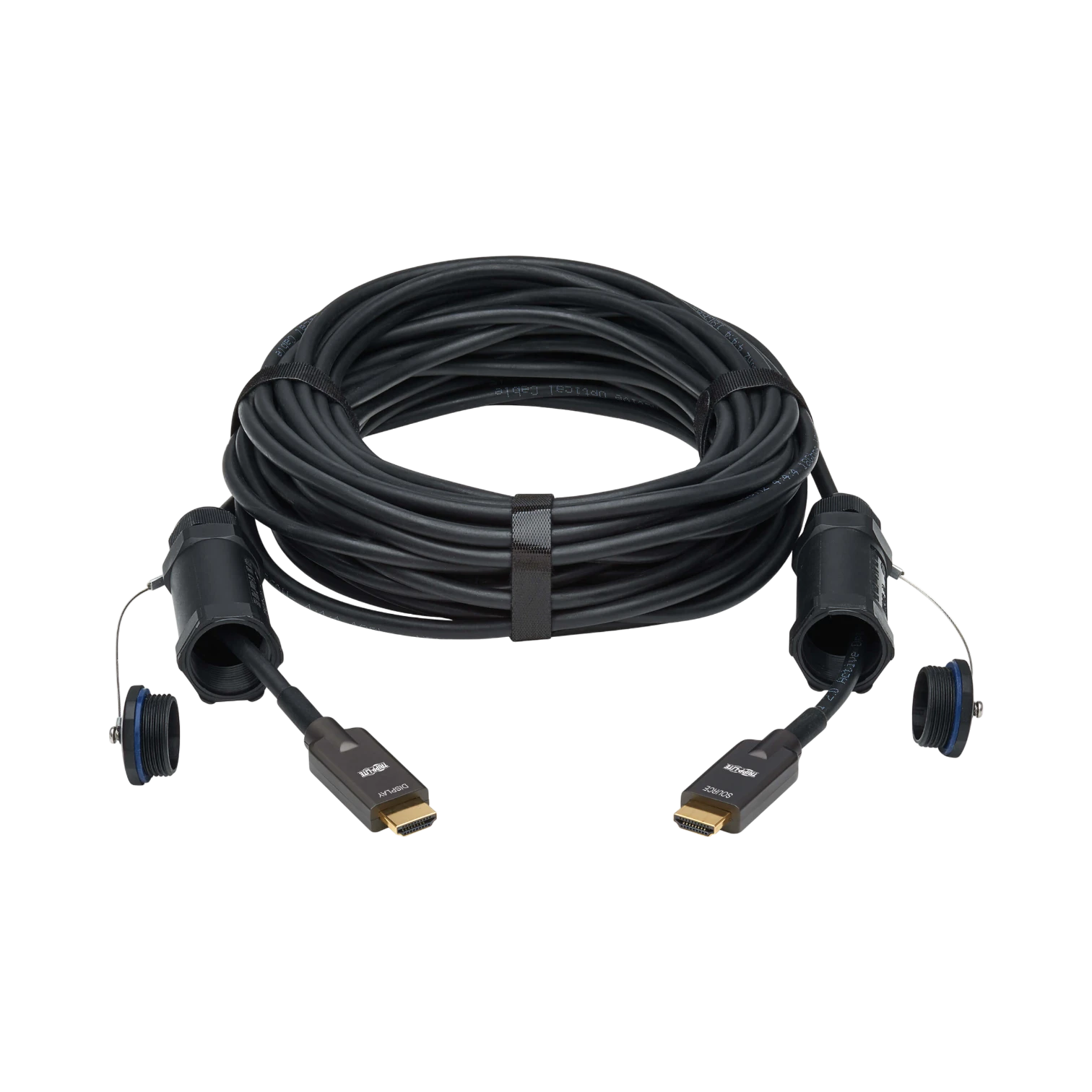 Tripp Lite High-Speed Armored HDMI Fiber Active Optical Cable (AOC) with Hooded Connectors, 4K @ 60 Hz, HDR, IP68, M/M, Black, 30 m (98 ft.) — Being Shipped