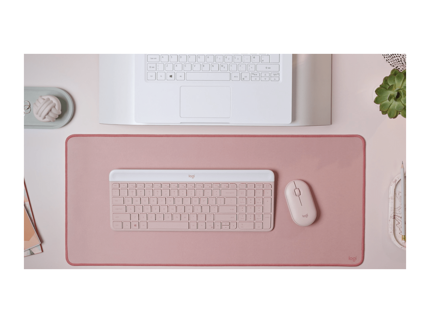 Logitech MK470 Slim Wireless Keyboard & Mouse Combo (Rose) — Being Shipped