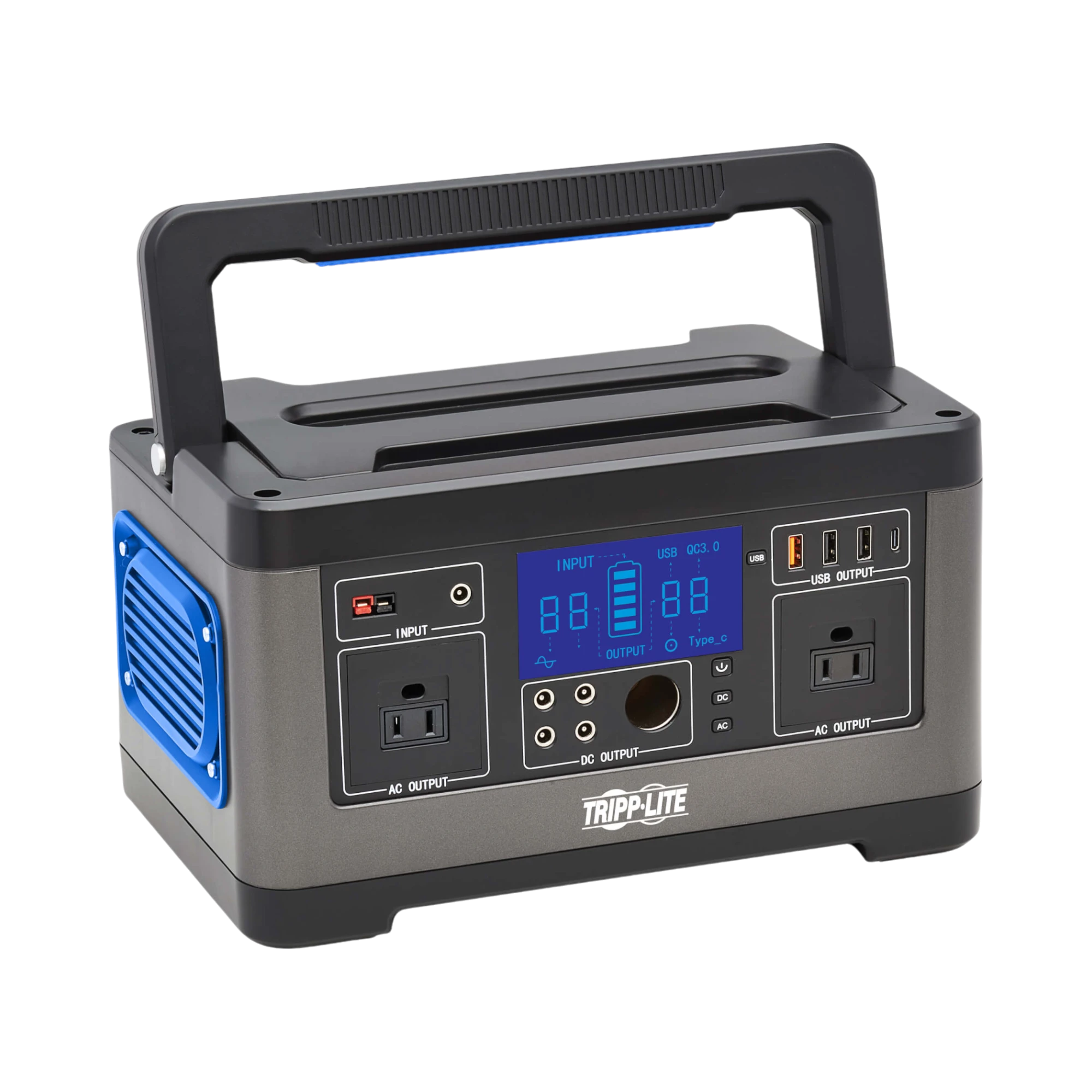 Tripp Lite Portable Power Station, 500W, Lithium-Ion (NMC), AC, DC, USB-A, USB-C, QC 3.0 — Being Shipped