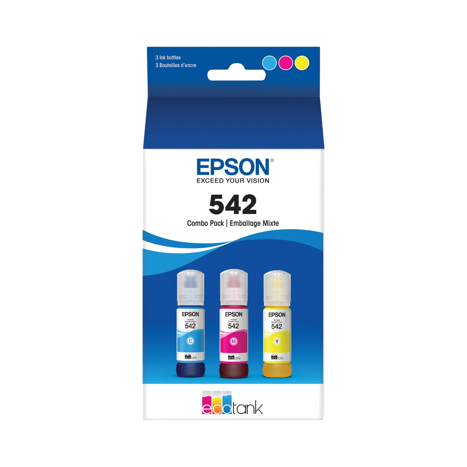 Epson T542 Multi-Color Ink Bottle Pack (Cyan, Magenta, Yellow) — Being Shipped