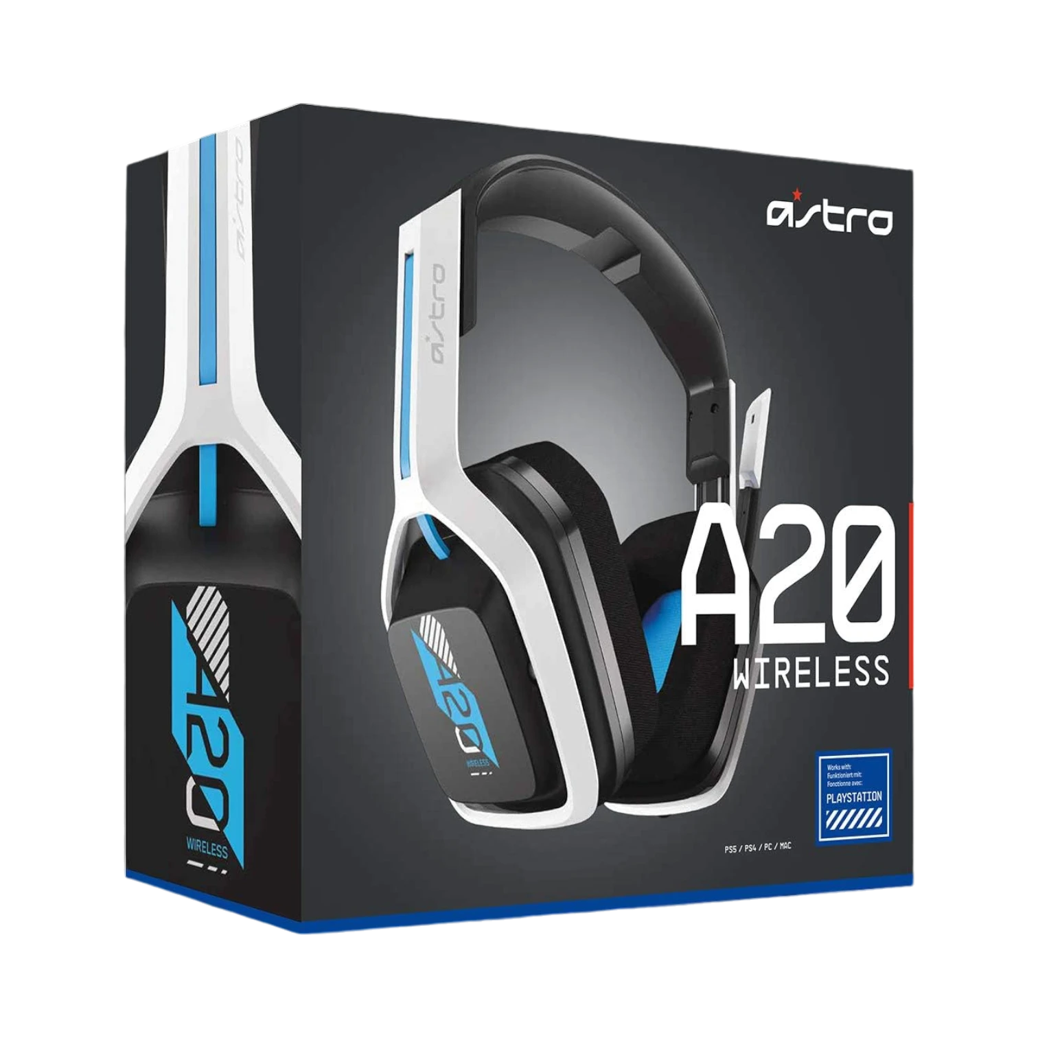 ASTRO Gaming A20 Wireless Gaming Headset for PlayStation 4 & 5 (Black/White/Blue) — Being Shipped