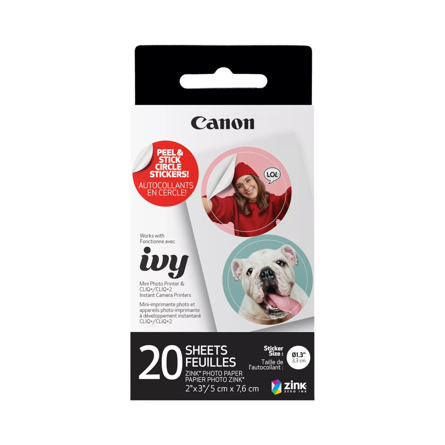 Canon ZINK Pre-Cut Circle Sticker Paper Pack (20 Sheets) — Being Shipped