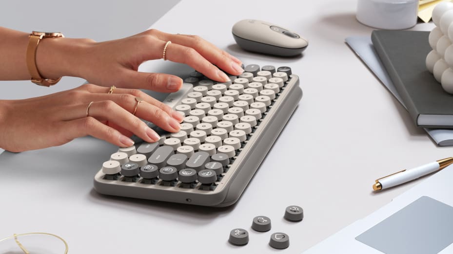 Logitech POP Keys Wireless Bluetooth Mechanical Keyboard (Mist) — Being Shipped