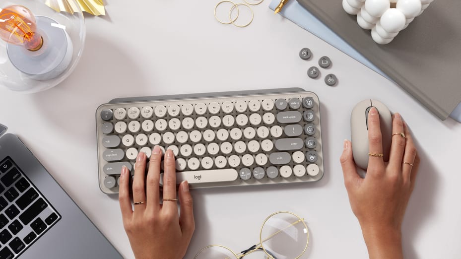 Logitech POP Keys Wireless Bluetooth Mechanical Keyboard (Mist) — Being Shipped