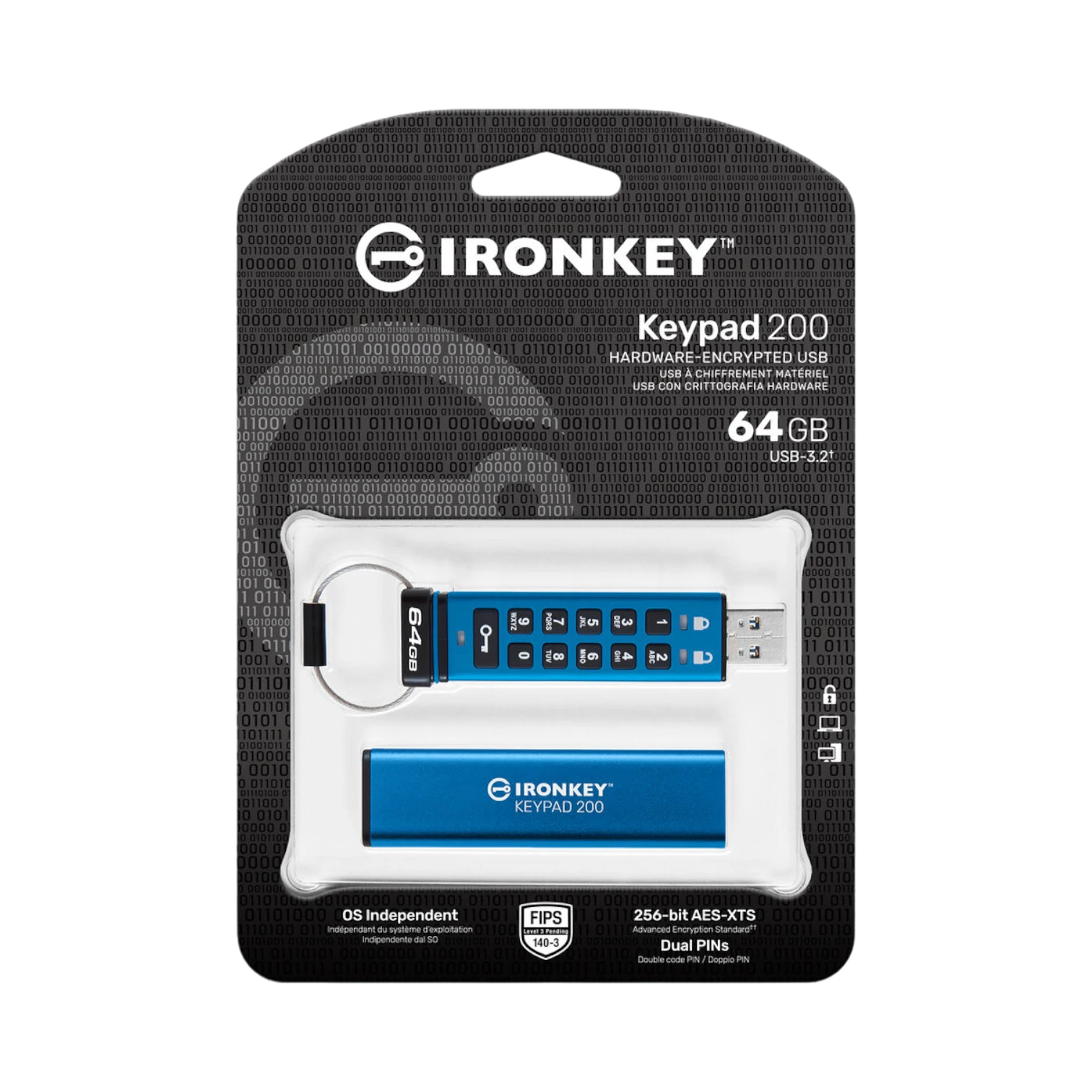 Kingston IronKey Keypad 200 USB-A 3.2 Gen 1 64GB Flash Drive — Being Shipped