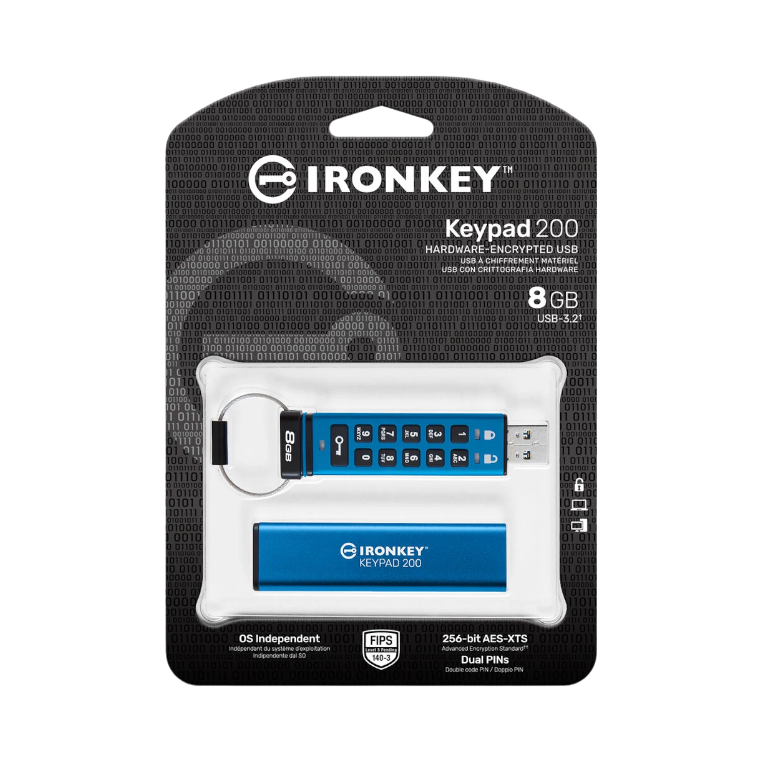 Kingston IronKey Keypad 200 USB-A 3.2 Gen 1 8GB Flash Drive — Being Shipped