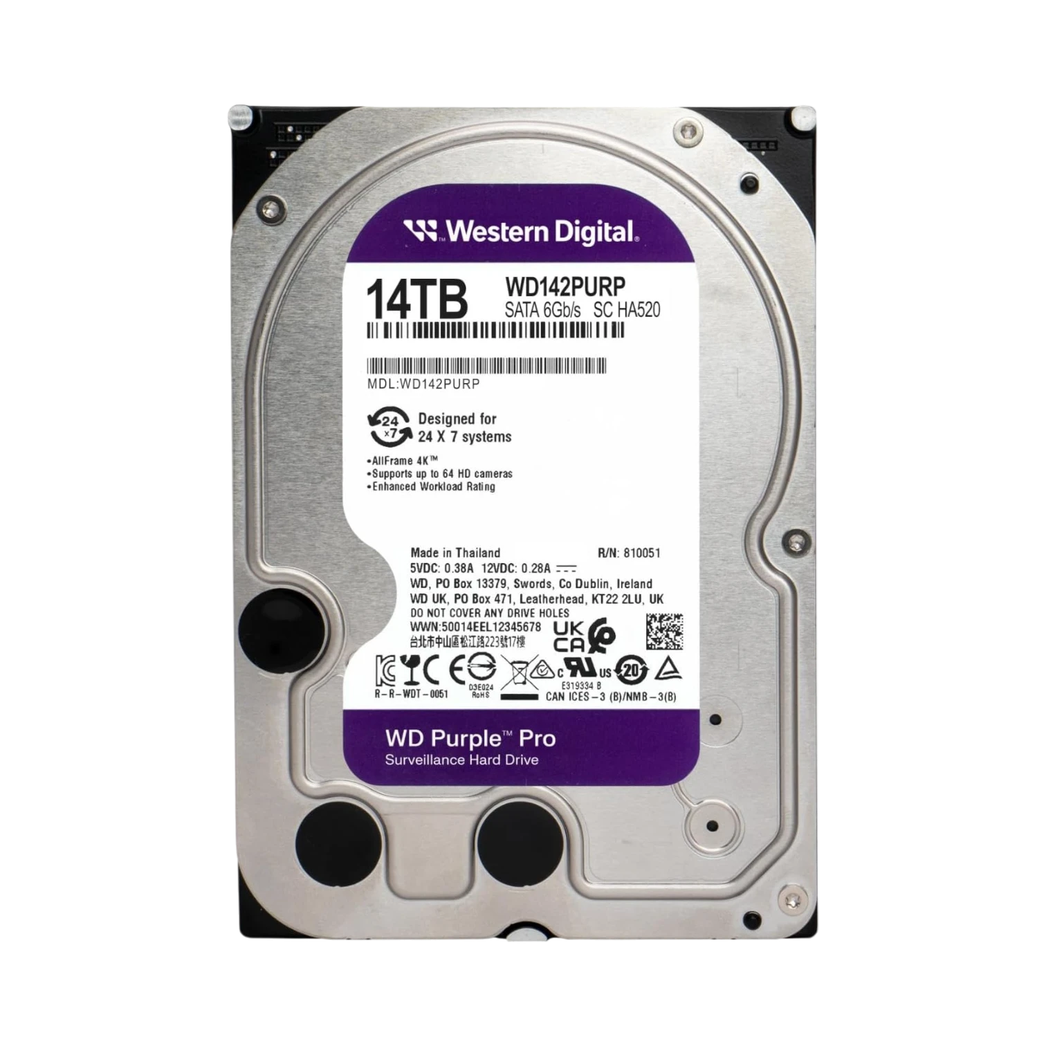 Western Digital Purple Pro 14TB 3.5" 7200RPM Surveillance HDD — Being Shipped