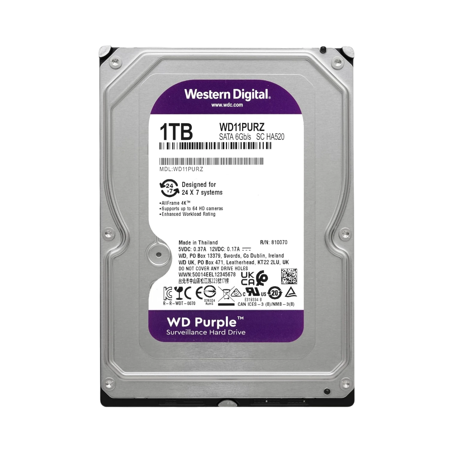 Western Digital Purple 1TB 3.5" Surveillance Hard Drive — Being Shipped