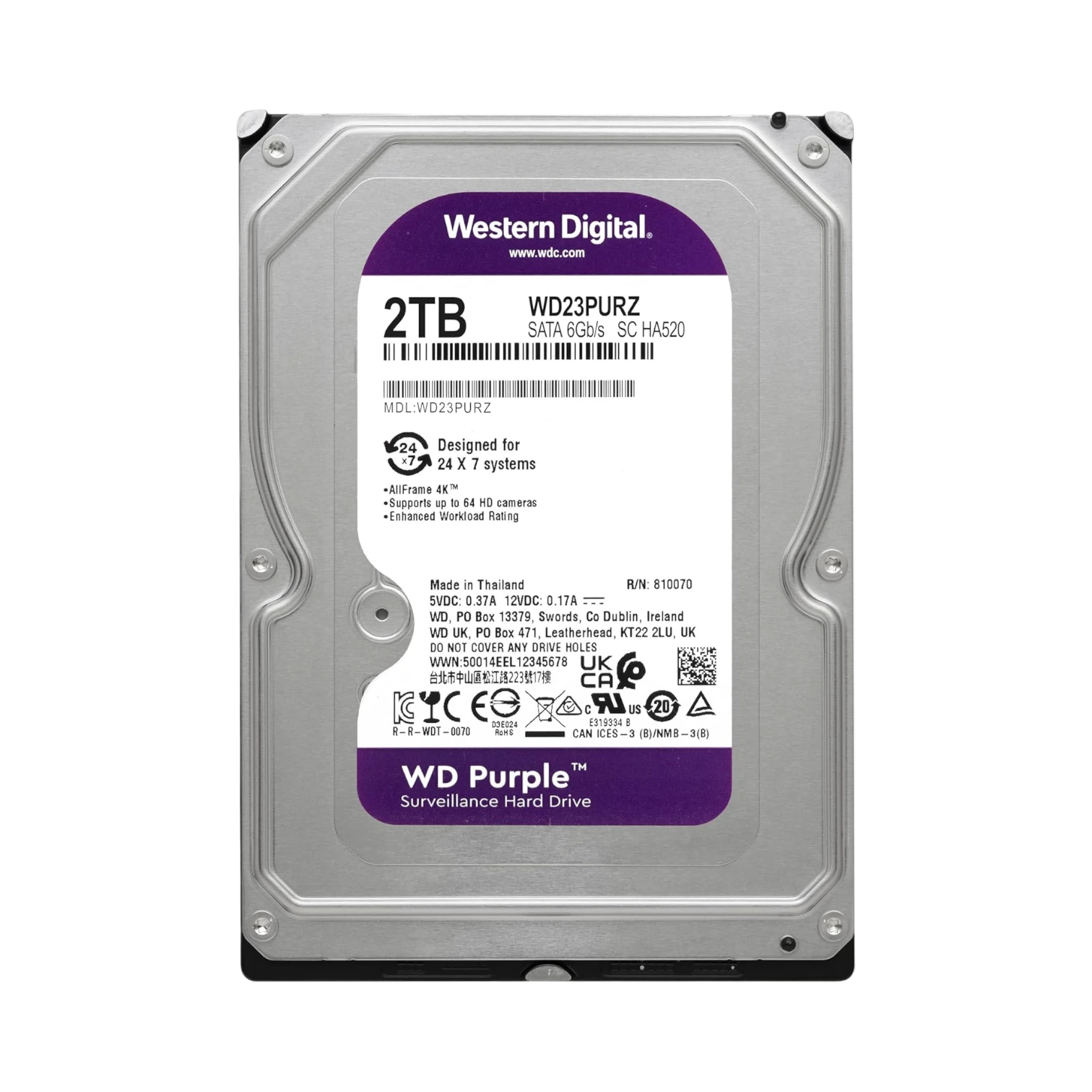 Western Digital Purple 2TB 3.5" SATA III Internal Surveillance Hard Drive — Being Shipped