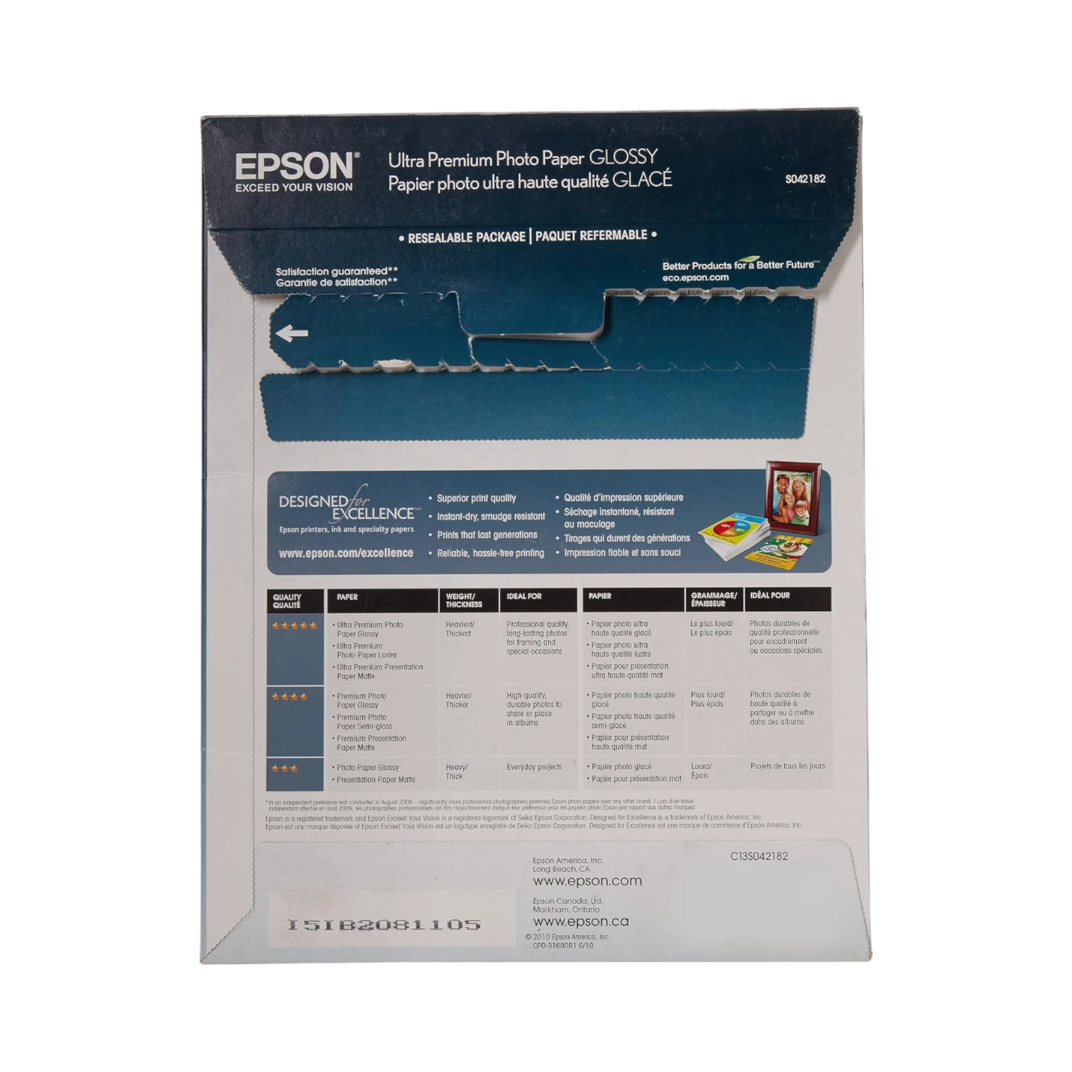 Epson Ultra Premium Photo Paper Glossy (8.5 x 11", 25 Sheets) — Being Shipped