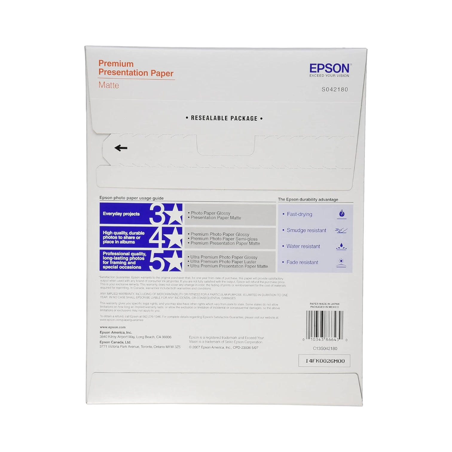 Epson Premium Presentation Paper Matte (8.5 x 11", 100 Sheets) — Being Shipped