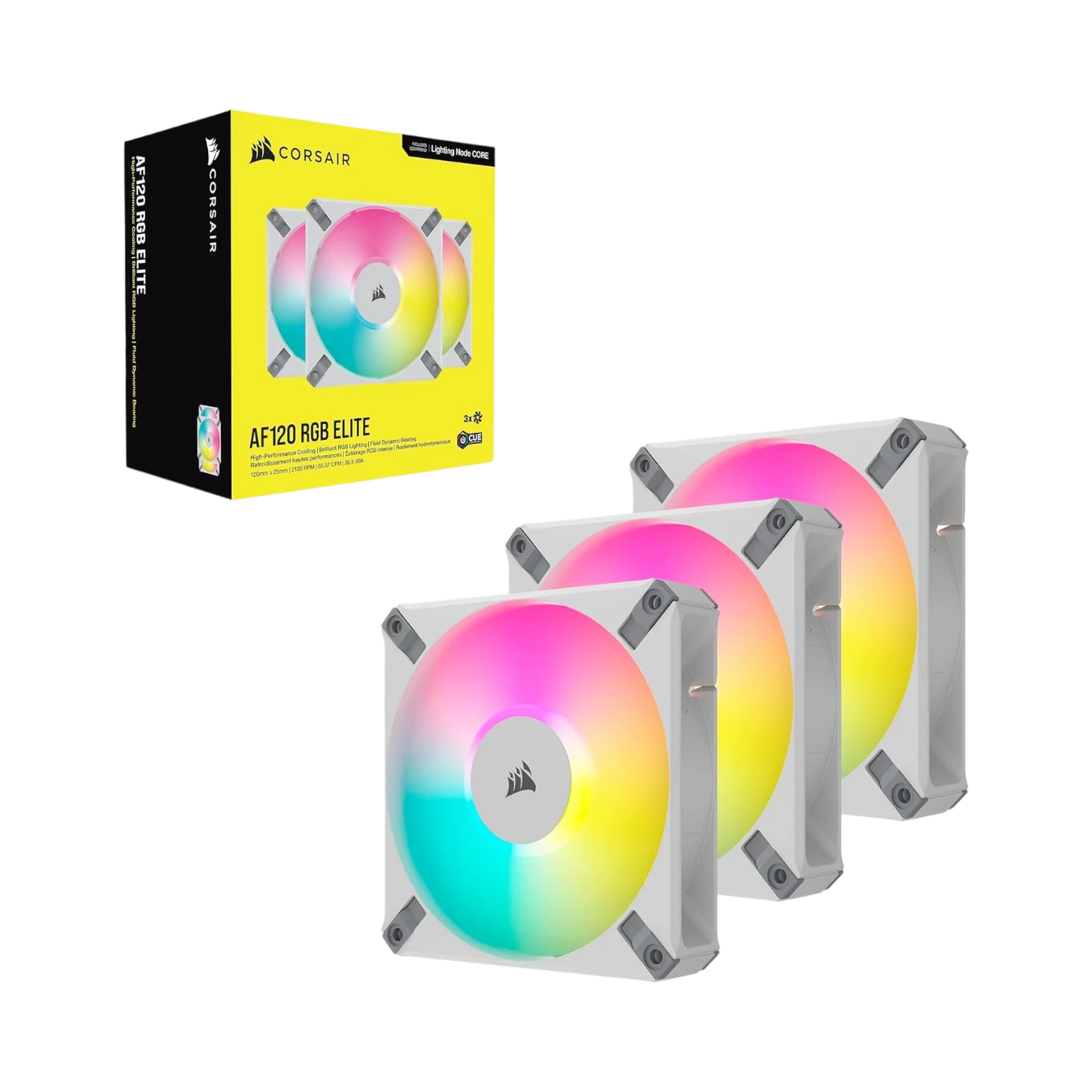 CORSAIR iCUE AF120 RGB Elite Triple Fan Kit 120mm (White) — Being Shipped