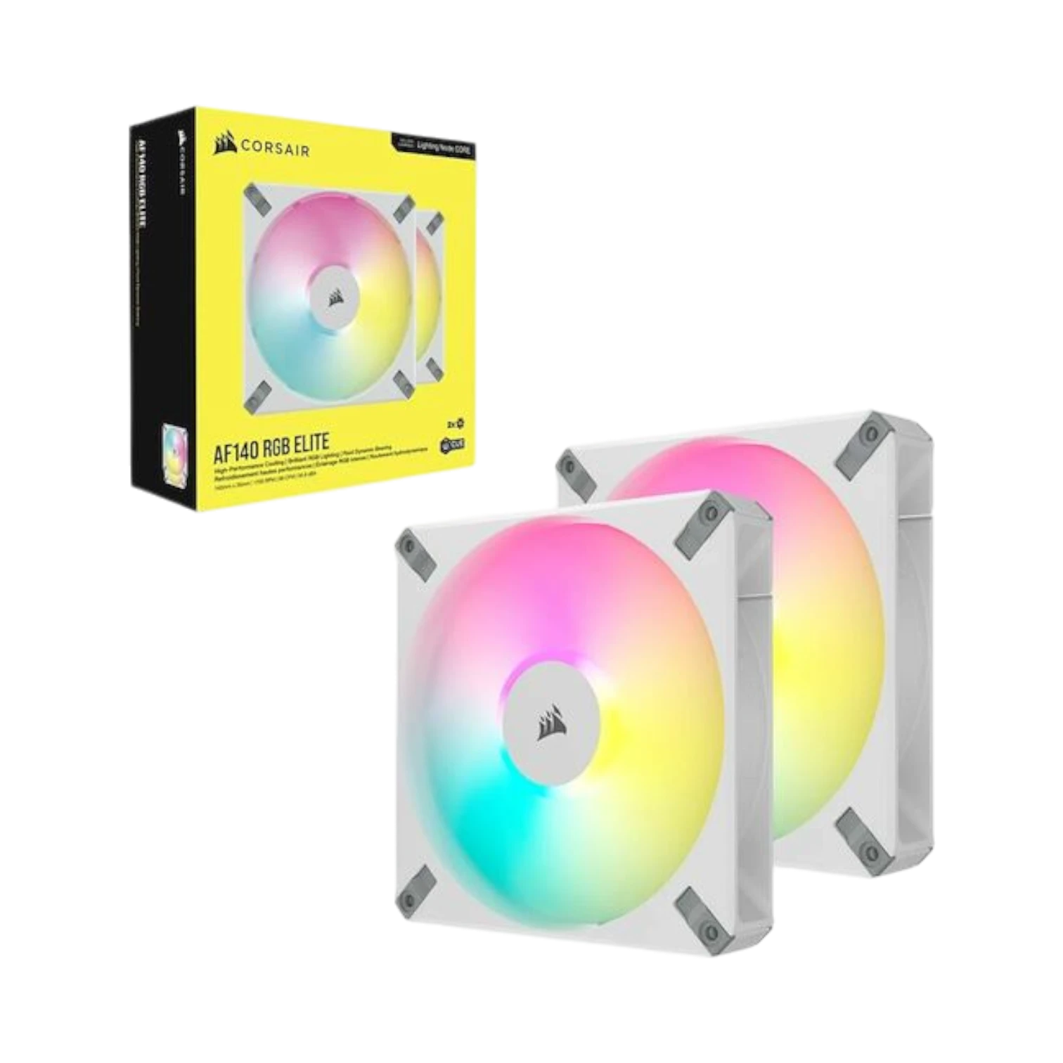 CORSAIR iCUE AF140 RGB ELITE 140mm Dual Fan Kit (White) — Being Shipped